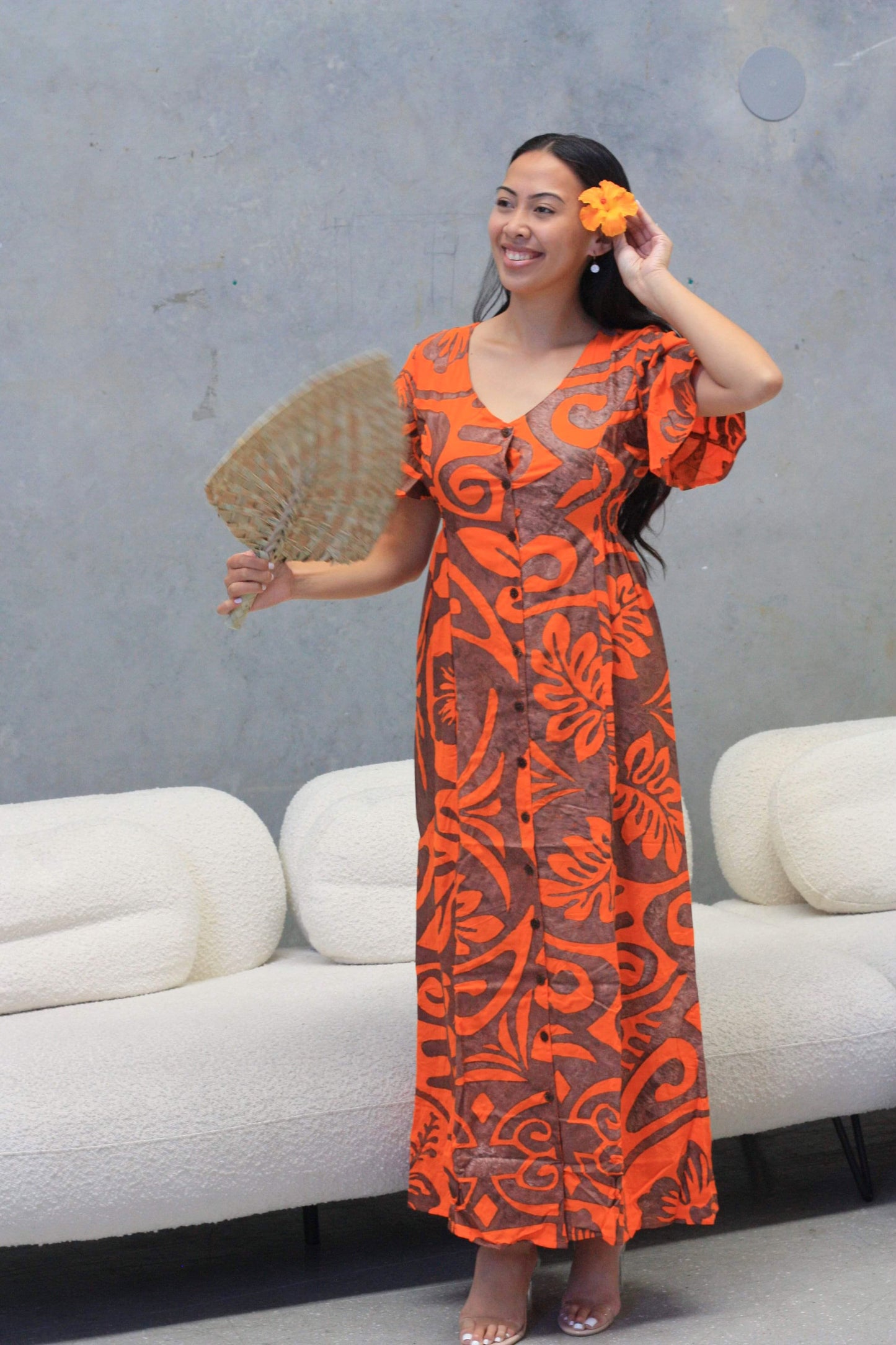 PIA Orange Rayon Dress