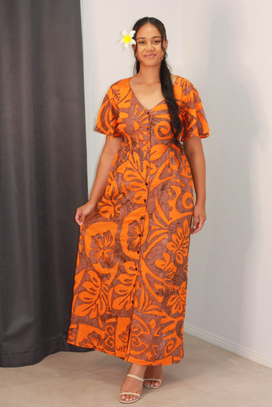 PIA Orange Rayon Dress