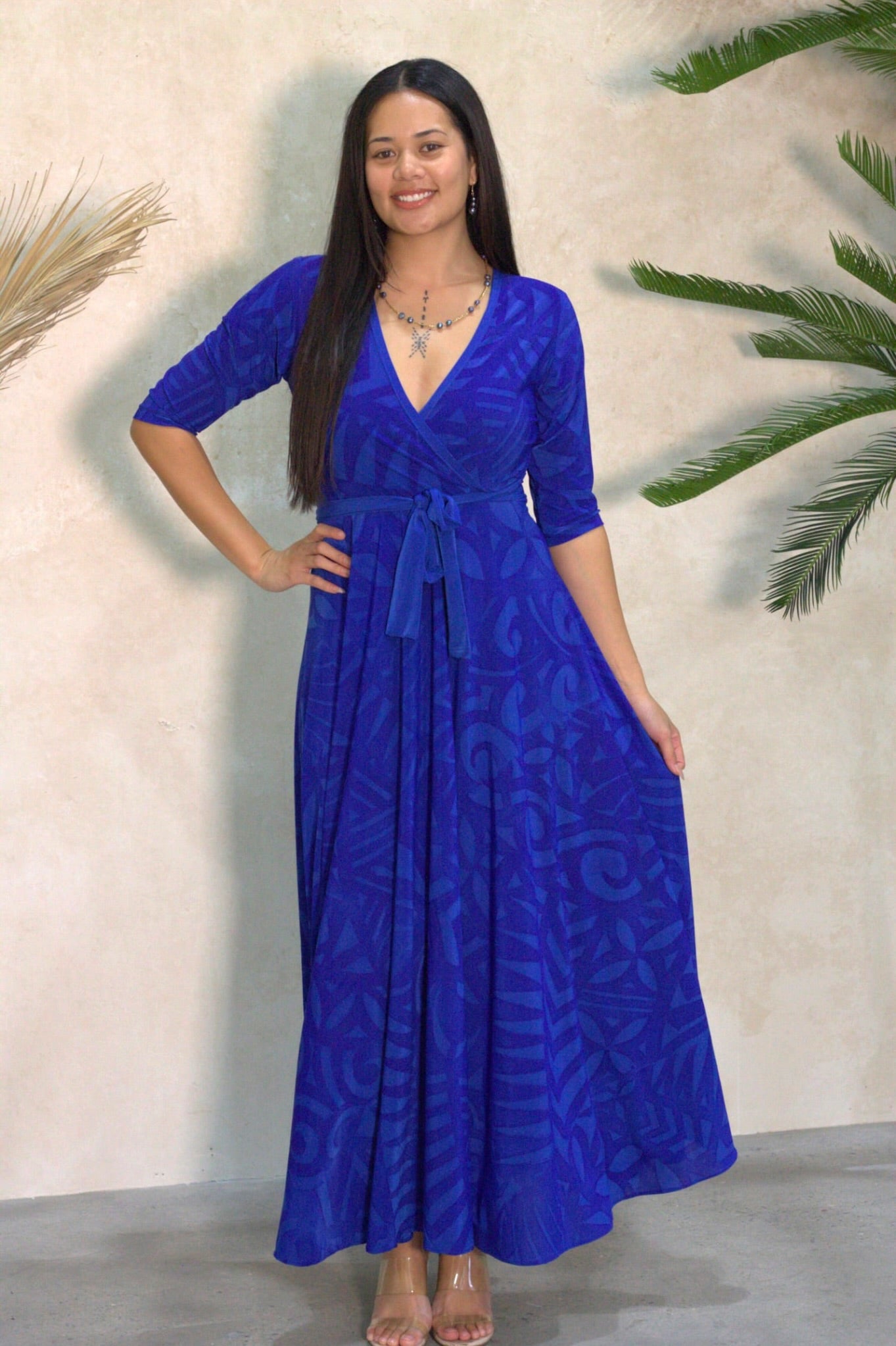 Cece's Deep Blue Moana Wrap Dress (Plus)
