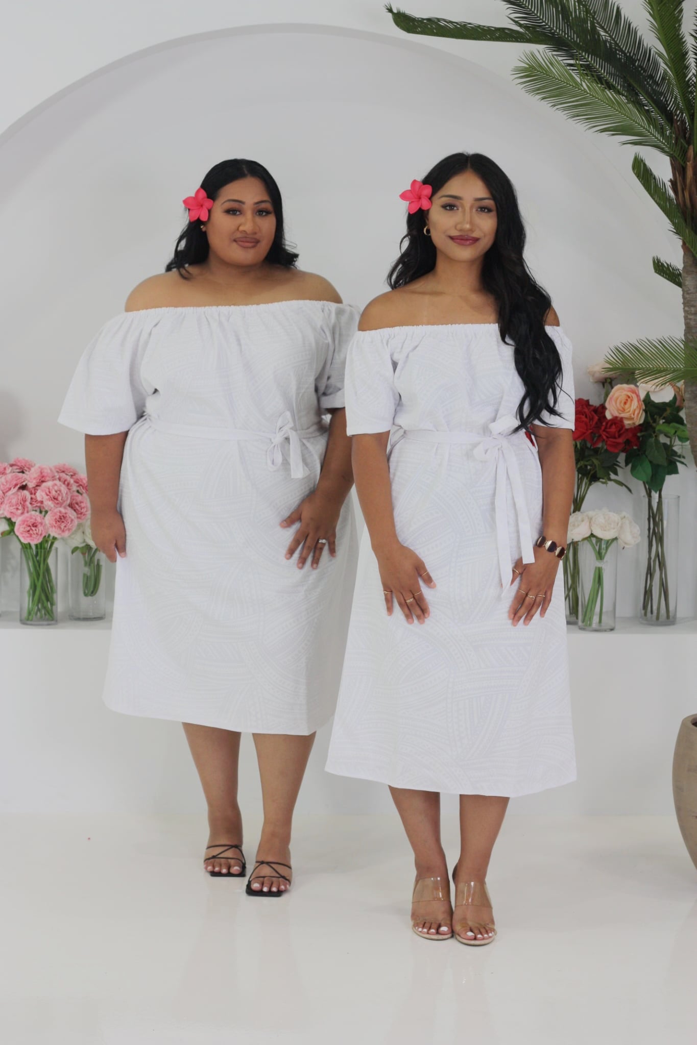 Mesian White Midi Dress -LWOW4560 (Tribal)