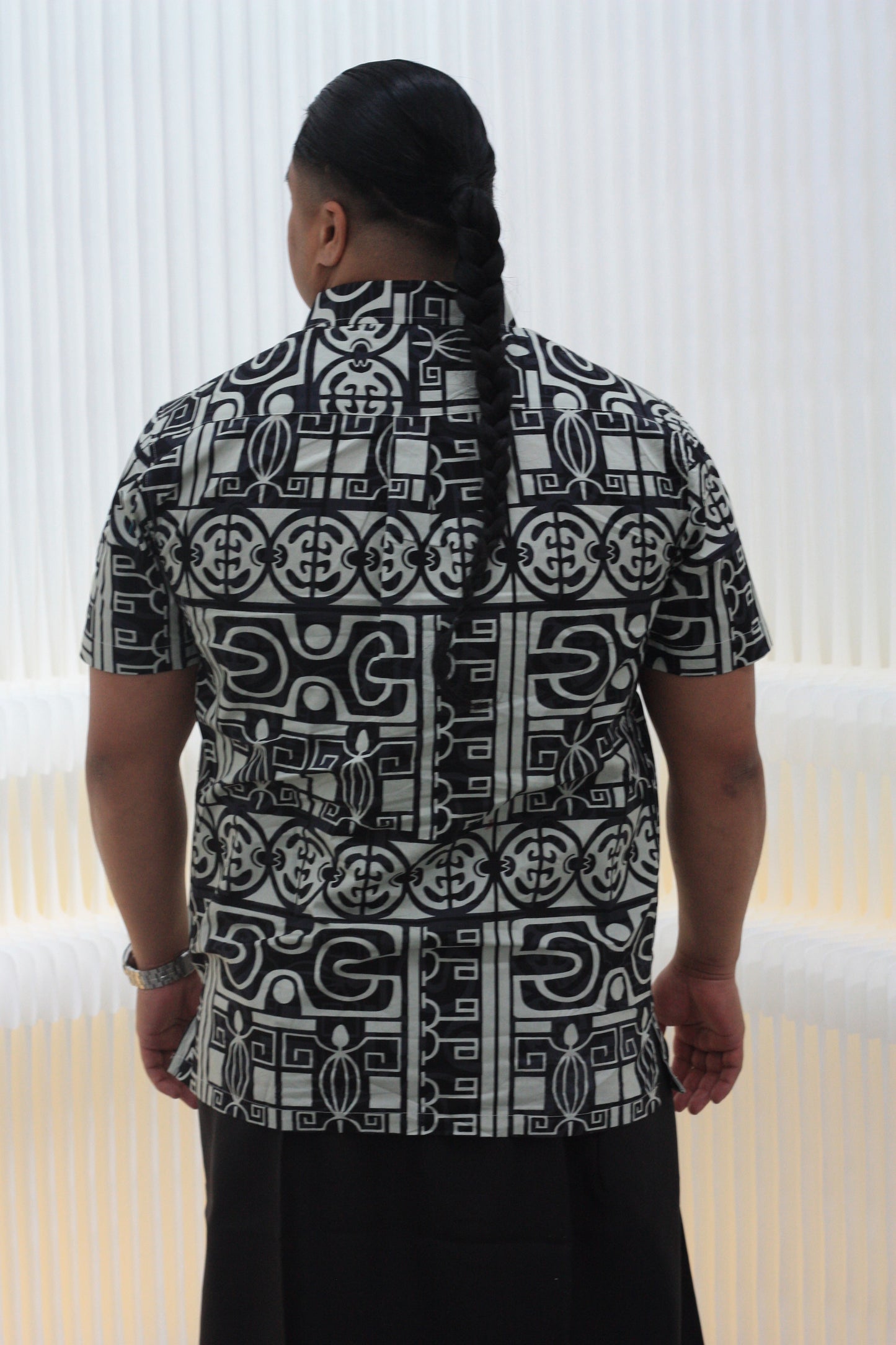 Kalavata Rivi Men's Shirt ( Black & Beige )