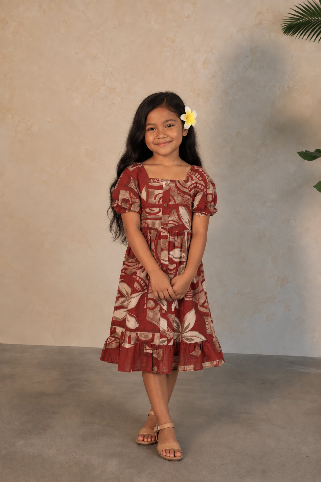 Akamu Girls Ala Dress in Maroon Kalani Collection LG2185