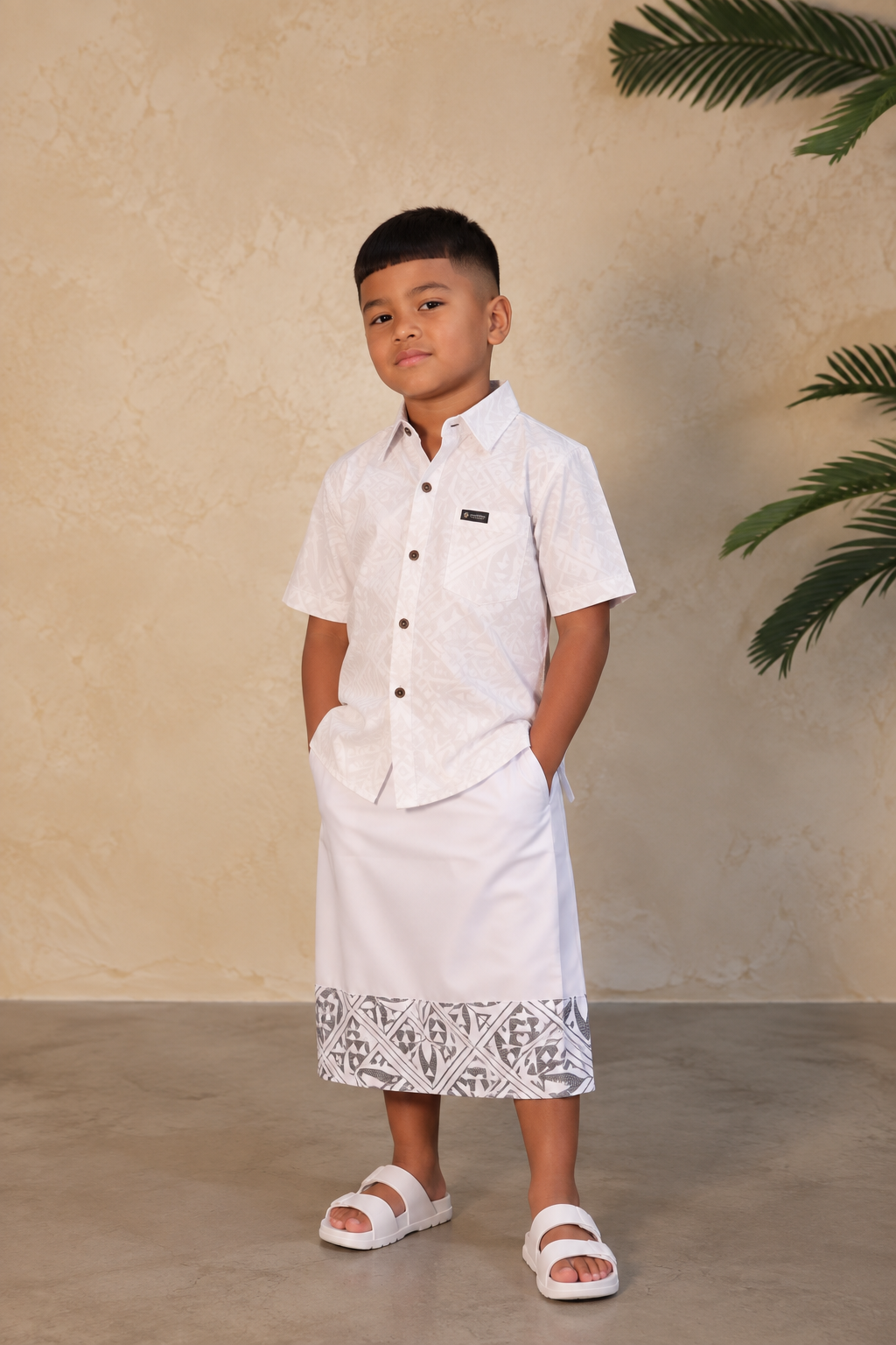 Iefaitaga-Sulu Boys White & Silver Metallic ( Design 2 )