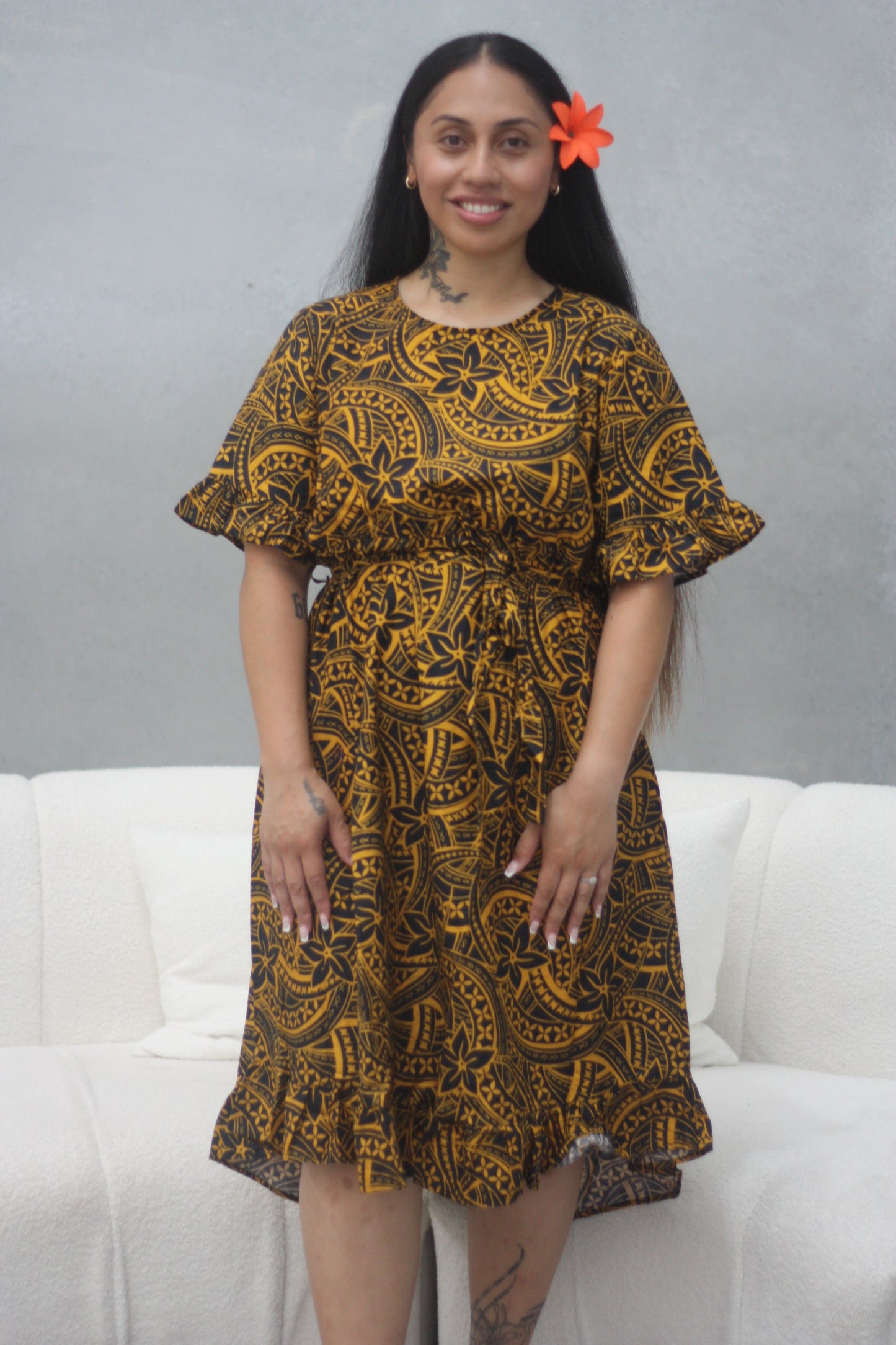 Ladie's Holly Yellow & Black Dress