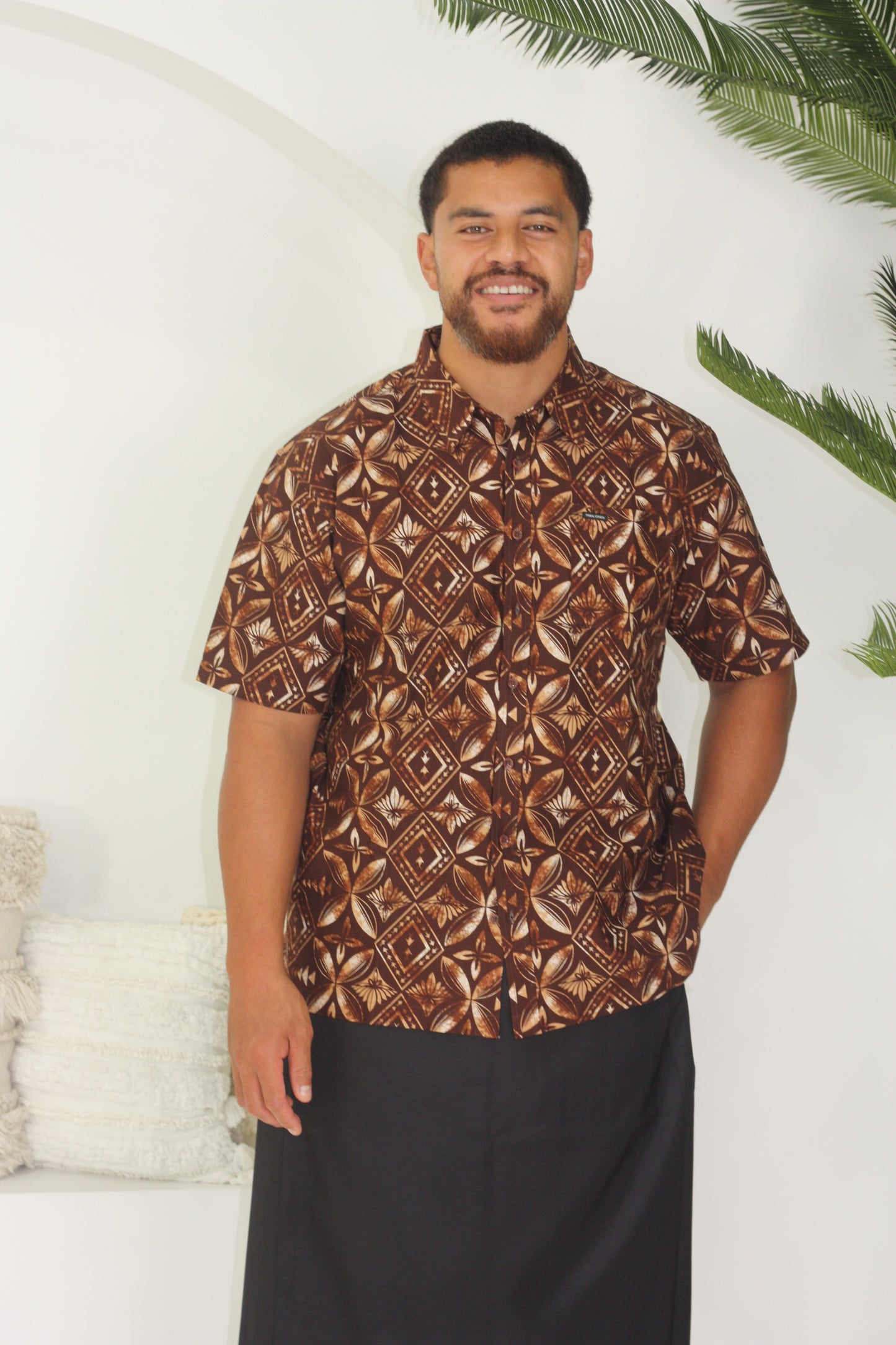 Kalavata Mens Elei Shirt Brown SS4159