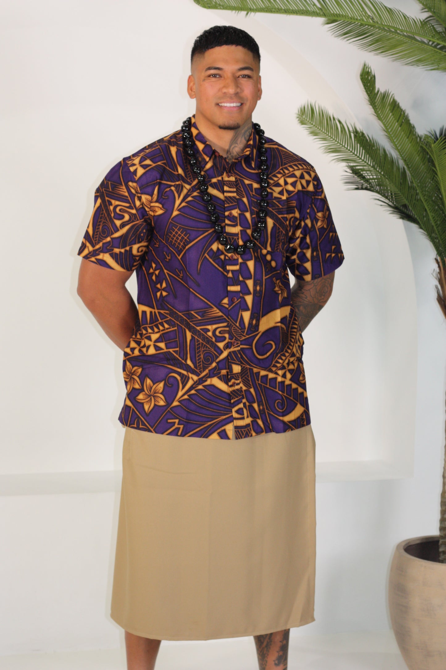 Tribal Men's Bula Shirt FB1799 (Purple)