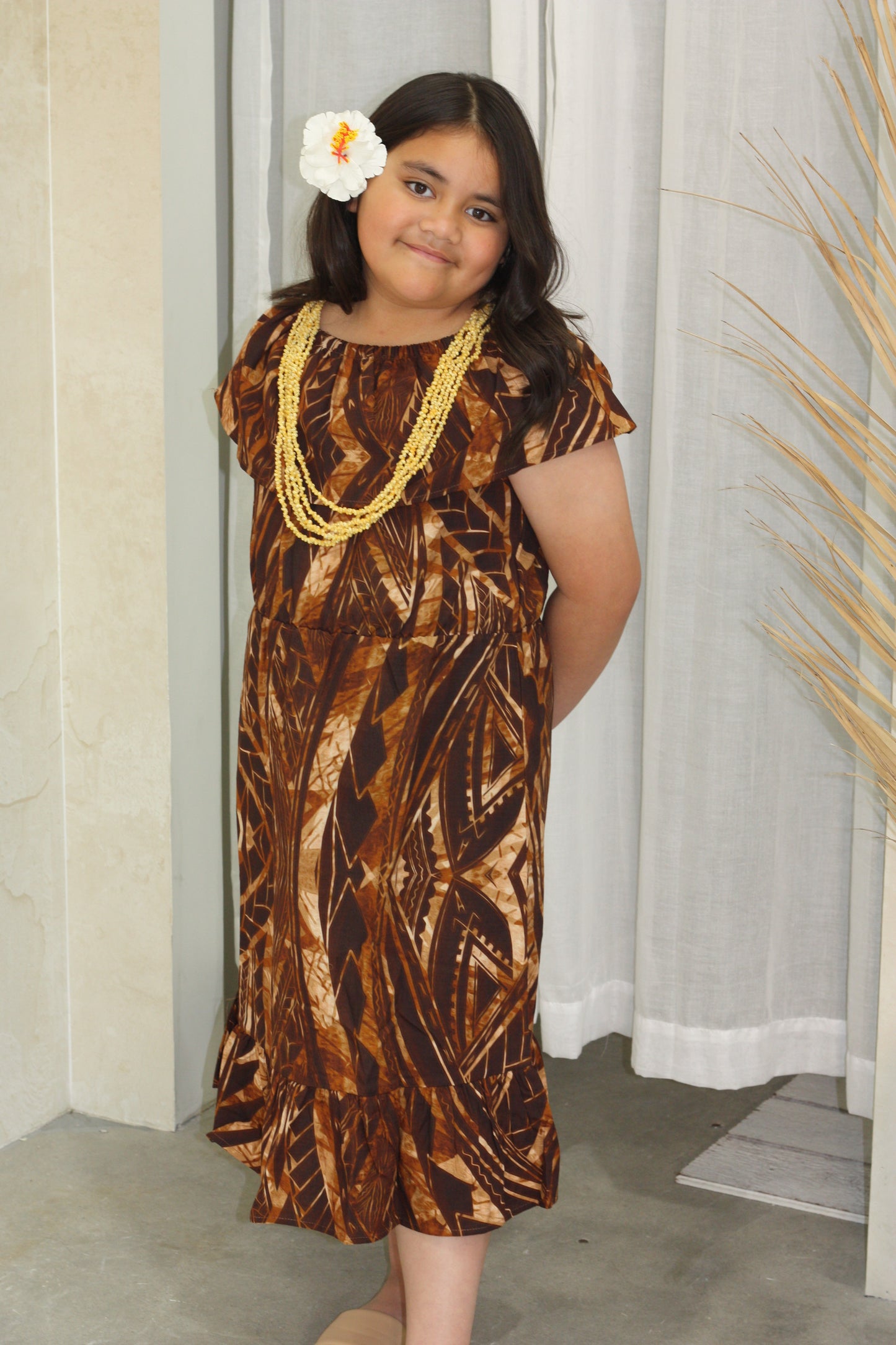 Akamu Girls Talulla Dress Ovini in Brown (LG1949)