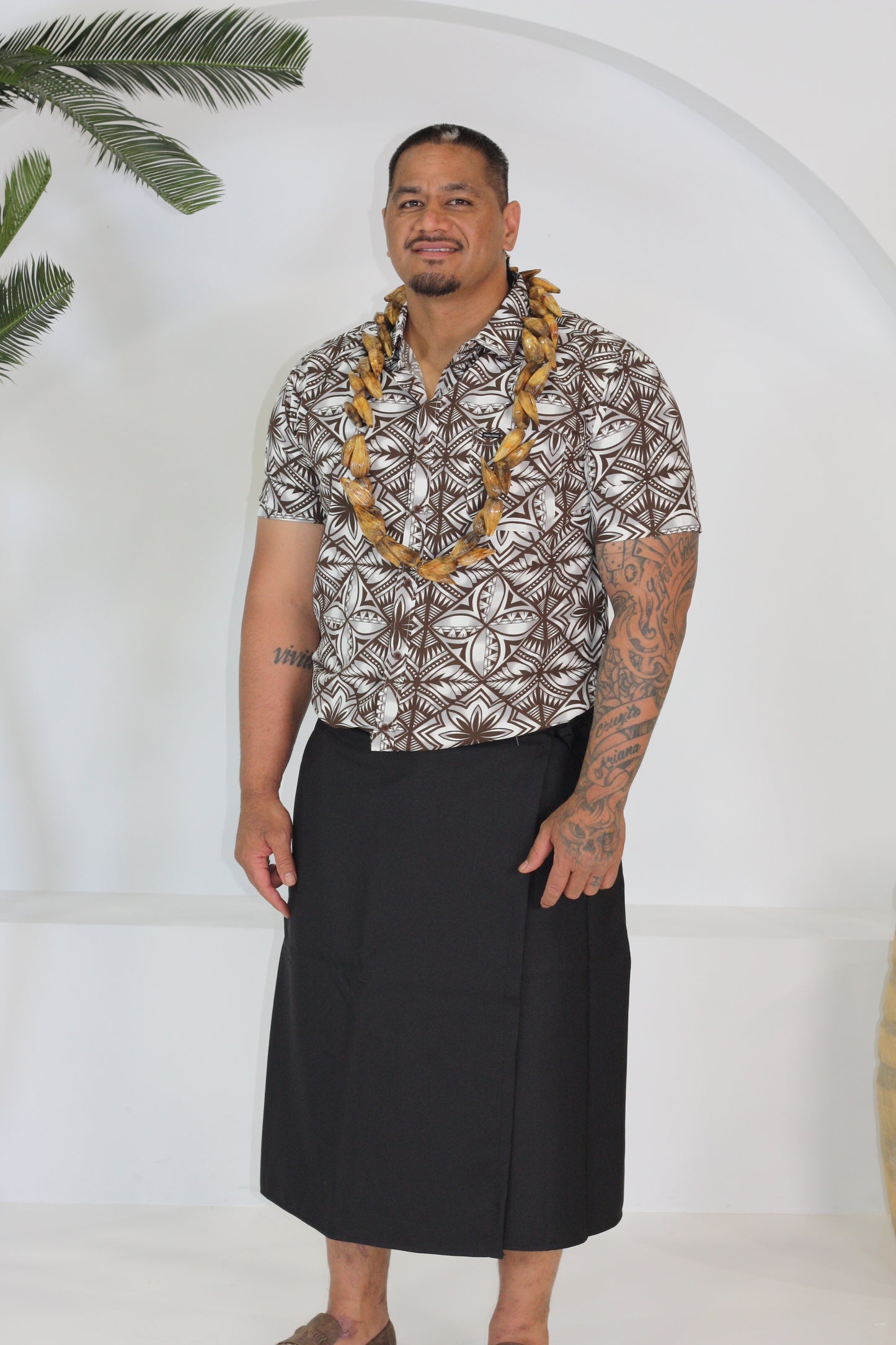 Tribal Origin Men's Bula Shirt- Bitu SS4319 (Brown)