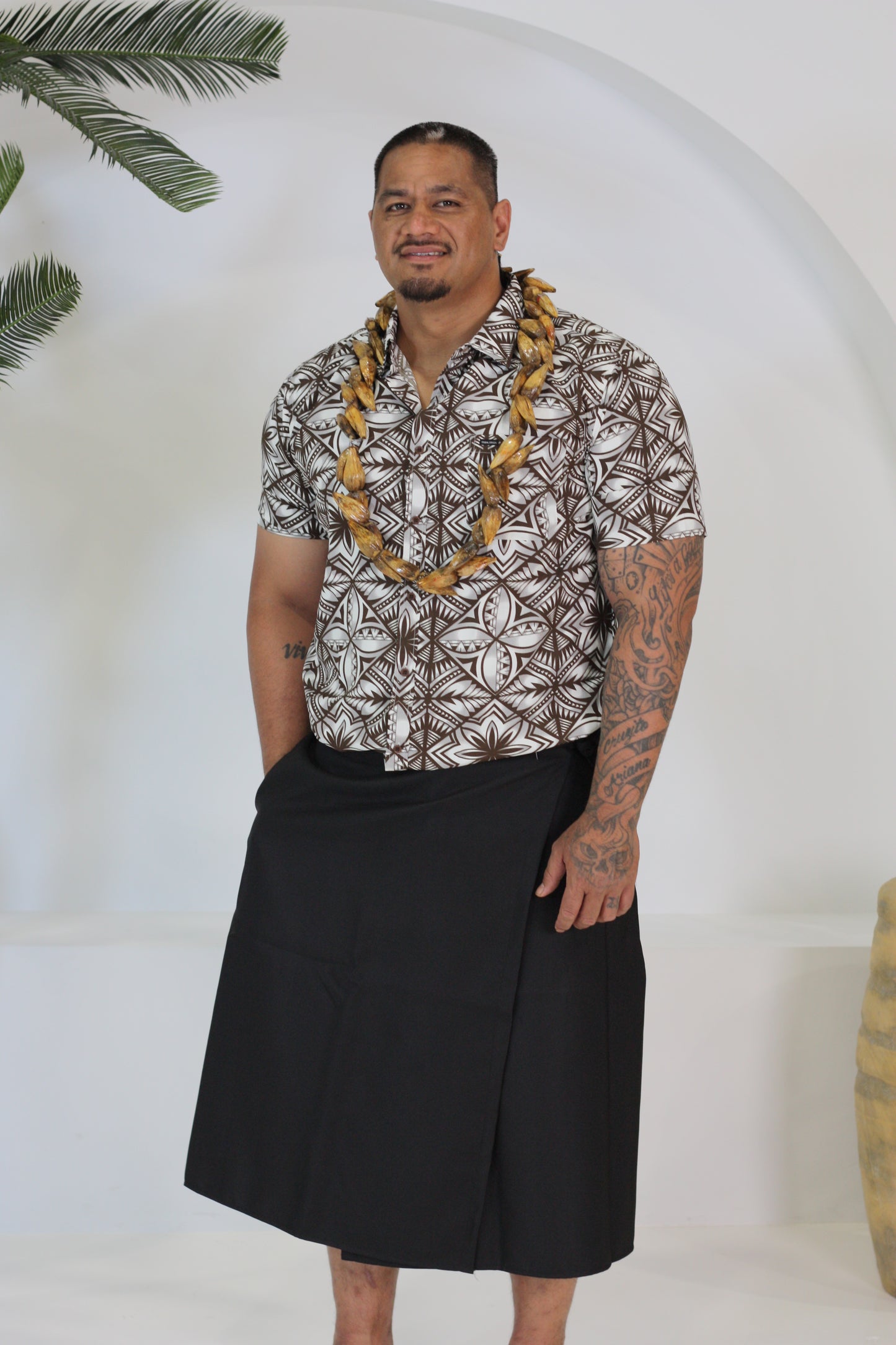 Tribal Origin Men's Bula Shirt- Bitu SS4319 (Brown)