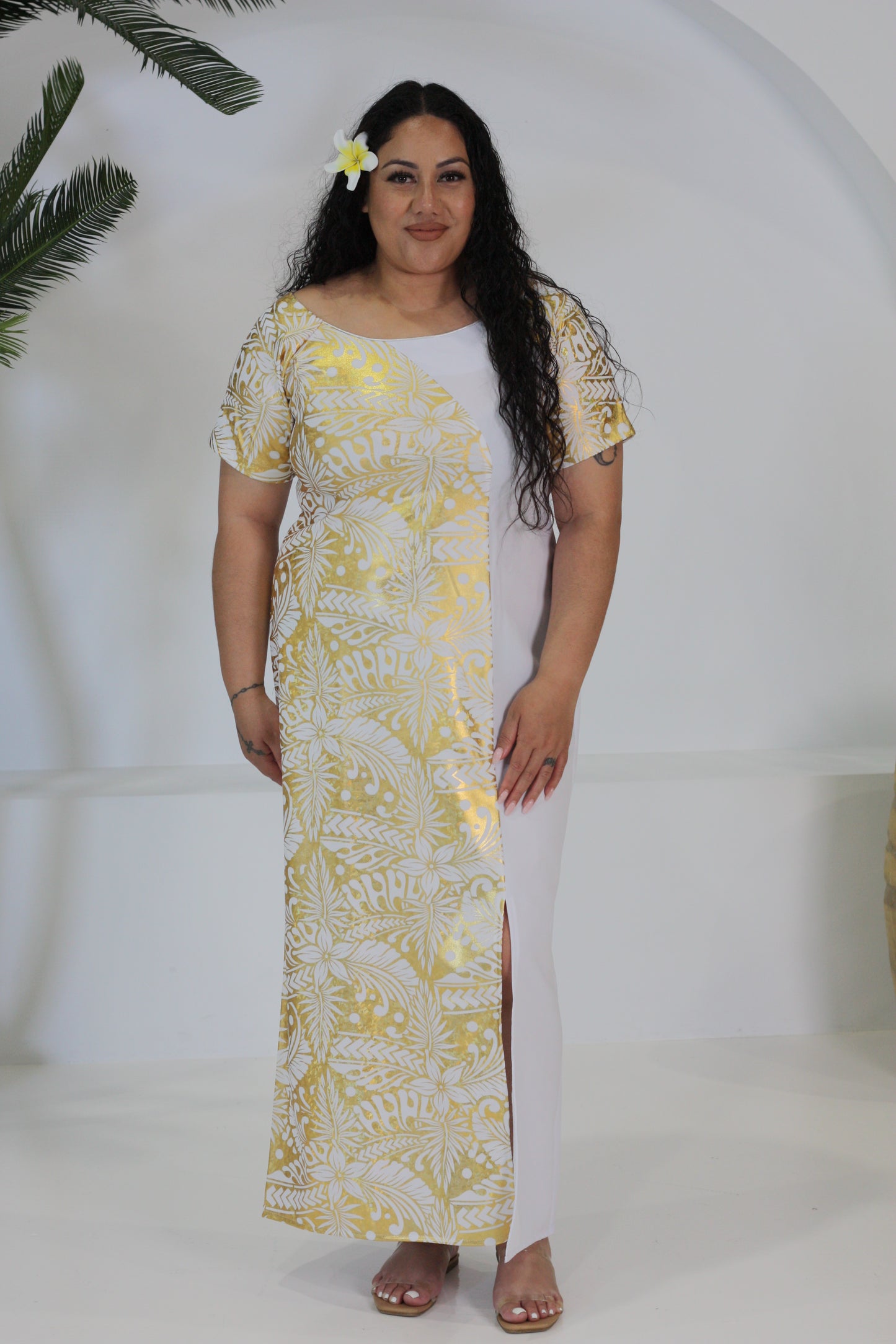Polynesian Fashion Women's Dress Metallic Gold