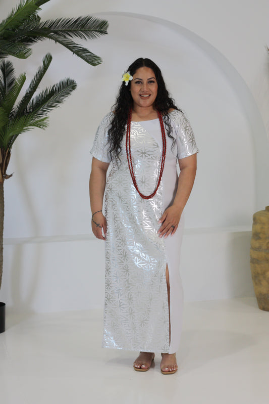 Polynesian Fashion Women's Silver & White Dress