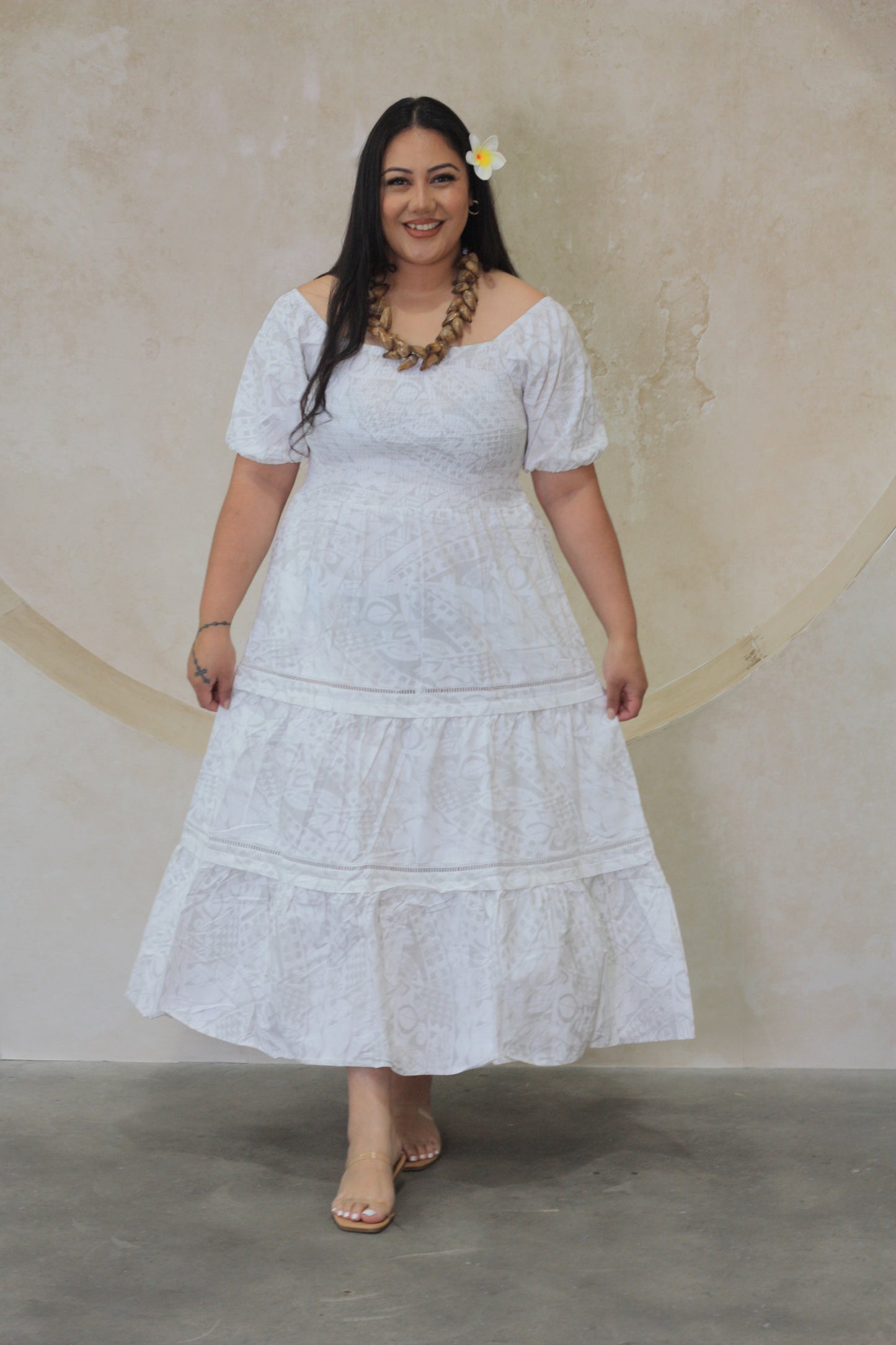 Trial Origin Smocking Dress - Kemoli LD4784 (White)