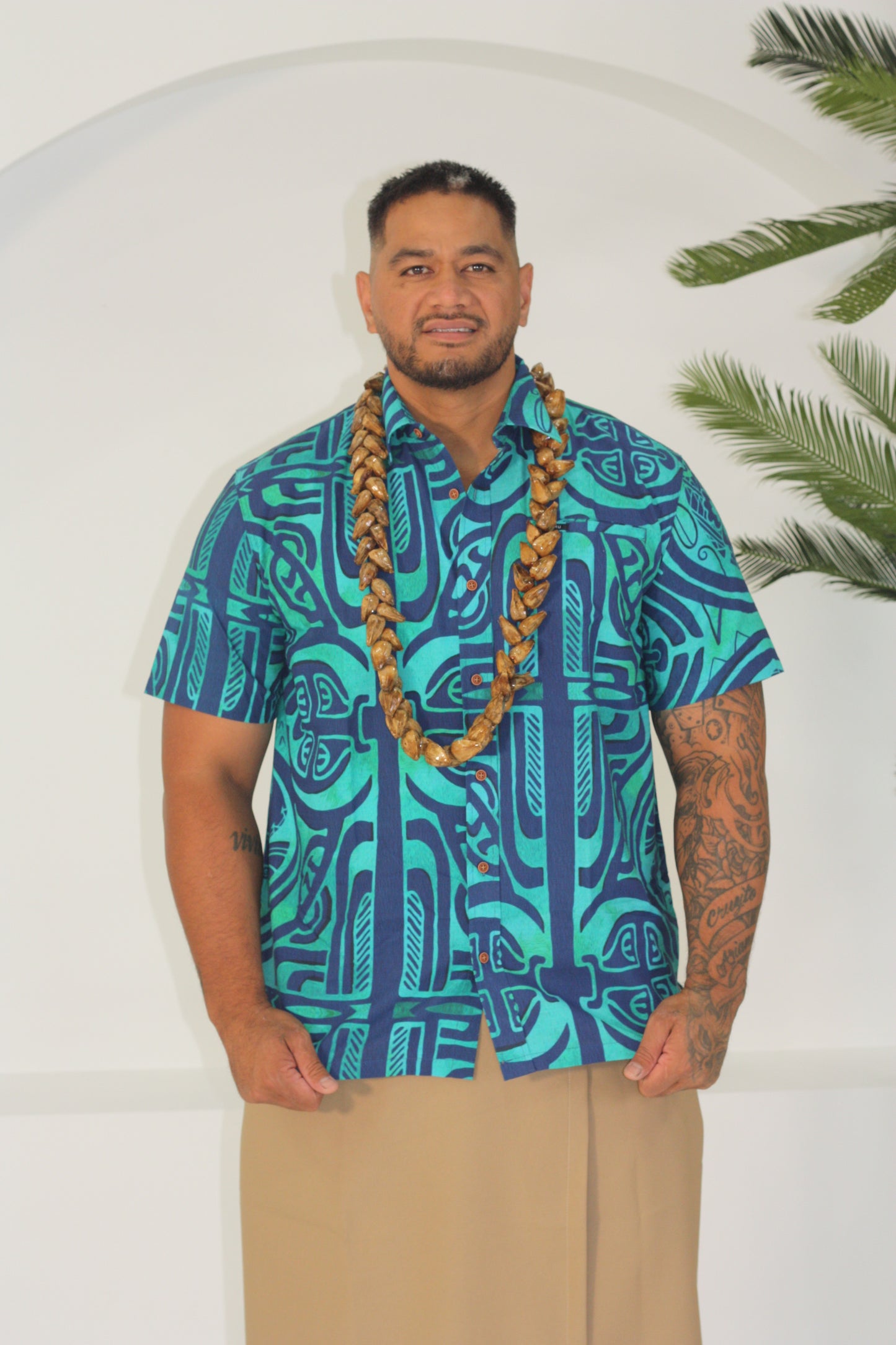 Akamu Mens Shirt Viriya Teal SS4452