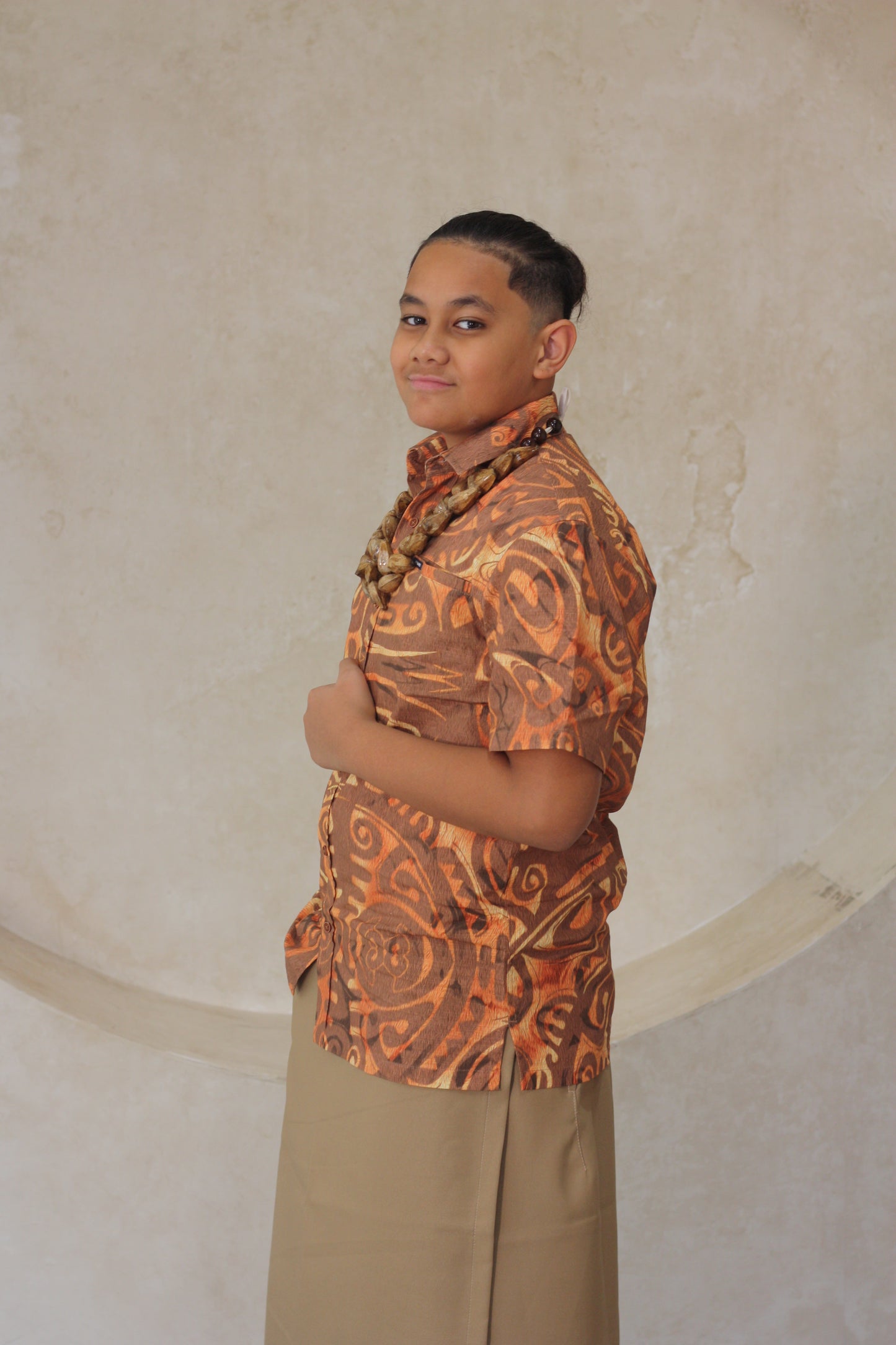 Akamu Boys Shirt Boselawa Brown SB2091