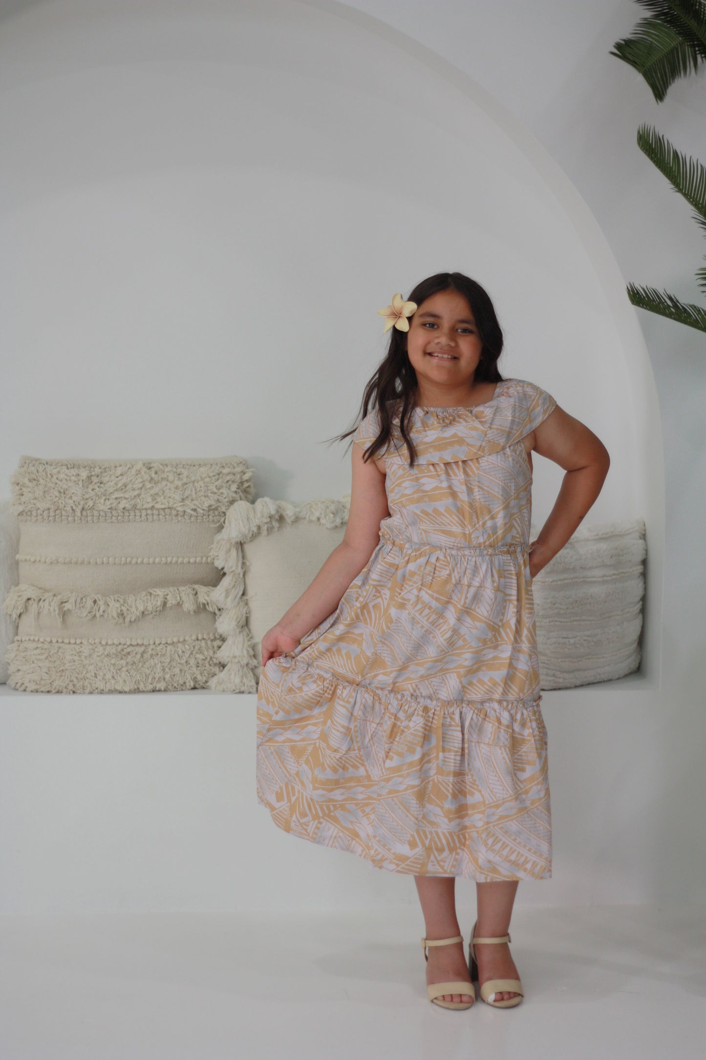 Tribal Origin Girls Makoa Dress LG250 (Beige and Light Grey)