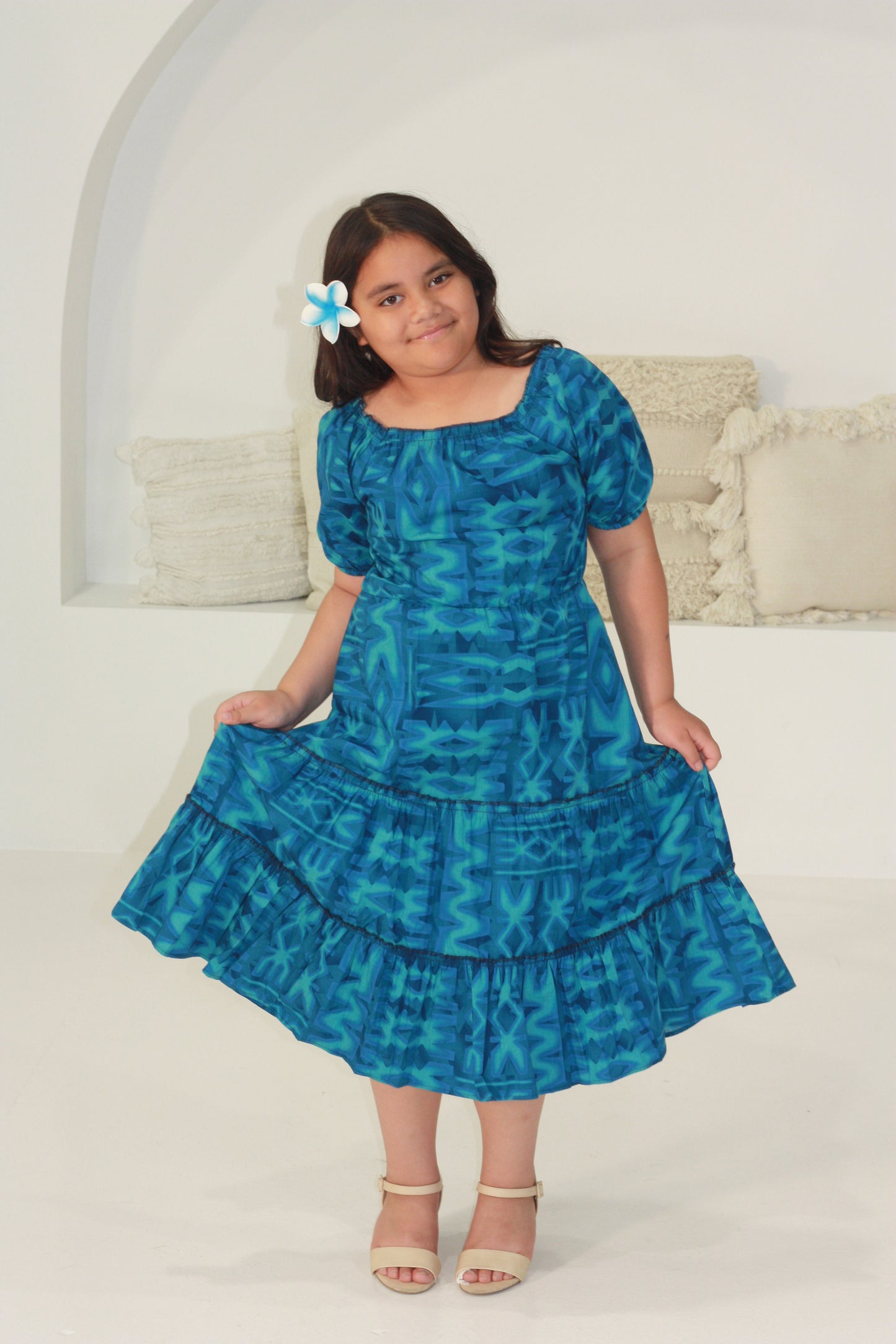 Tribal Origin Girls Luna Dress FB1879 (Aqua Blue)