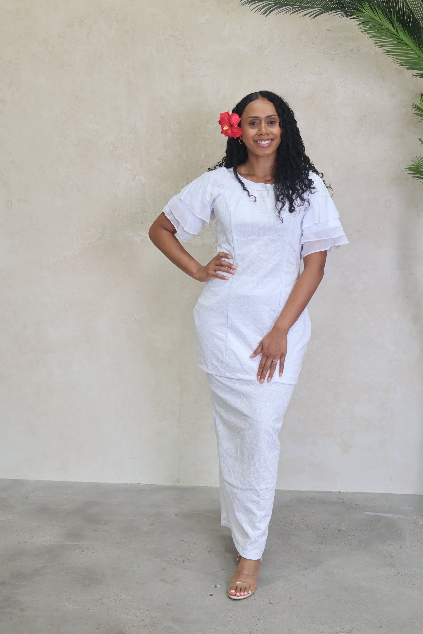 Rimani Fitted White Elei Puletasi (Size 12 only)