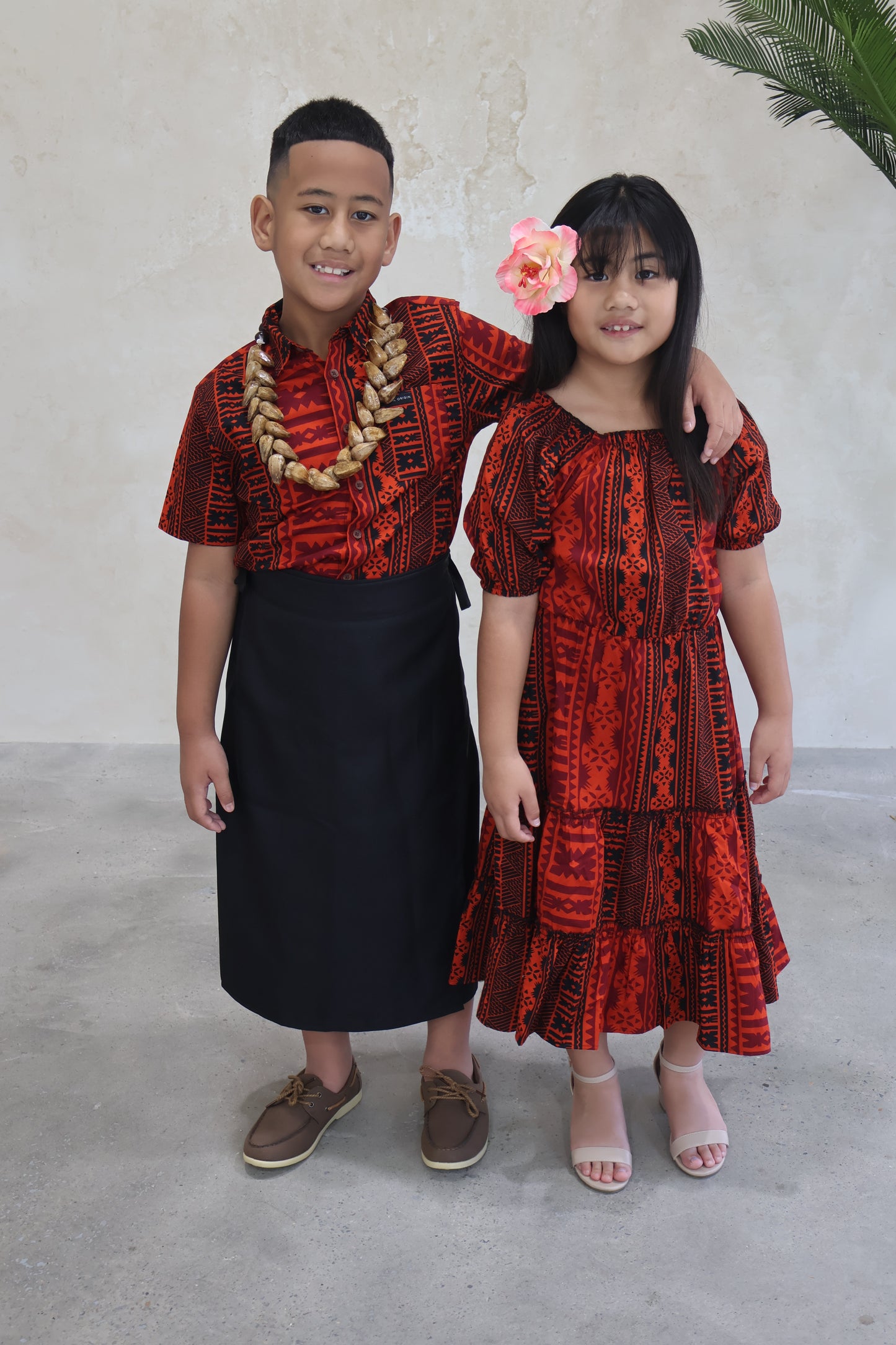 Tribal Origin Boys Bula Shirt FB1874 (Red & Black)