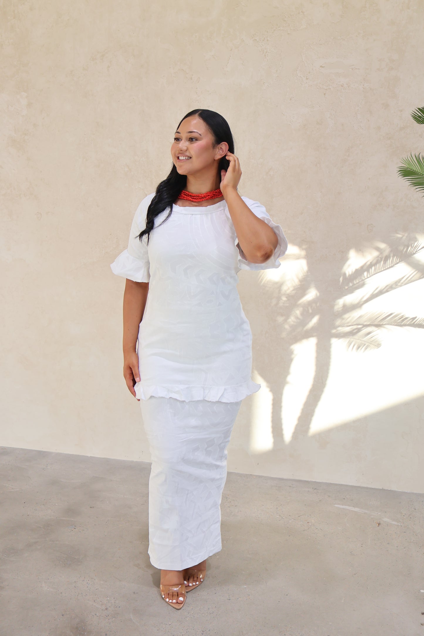 White Flared Women's Elei Puletasi (Size 12 only)