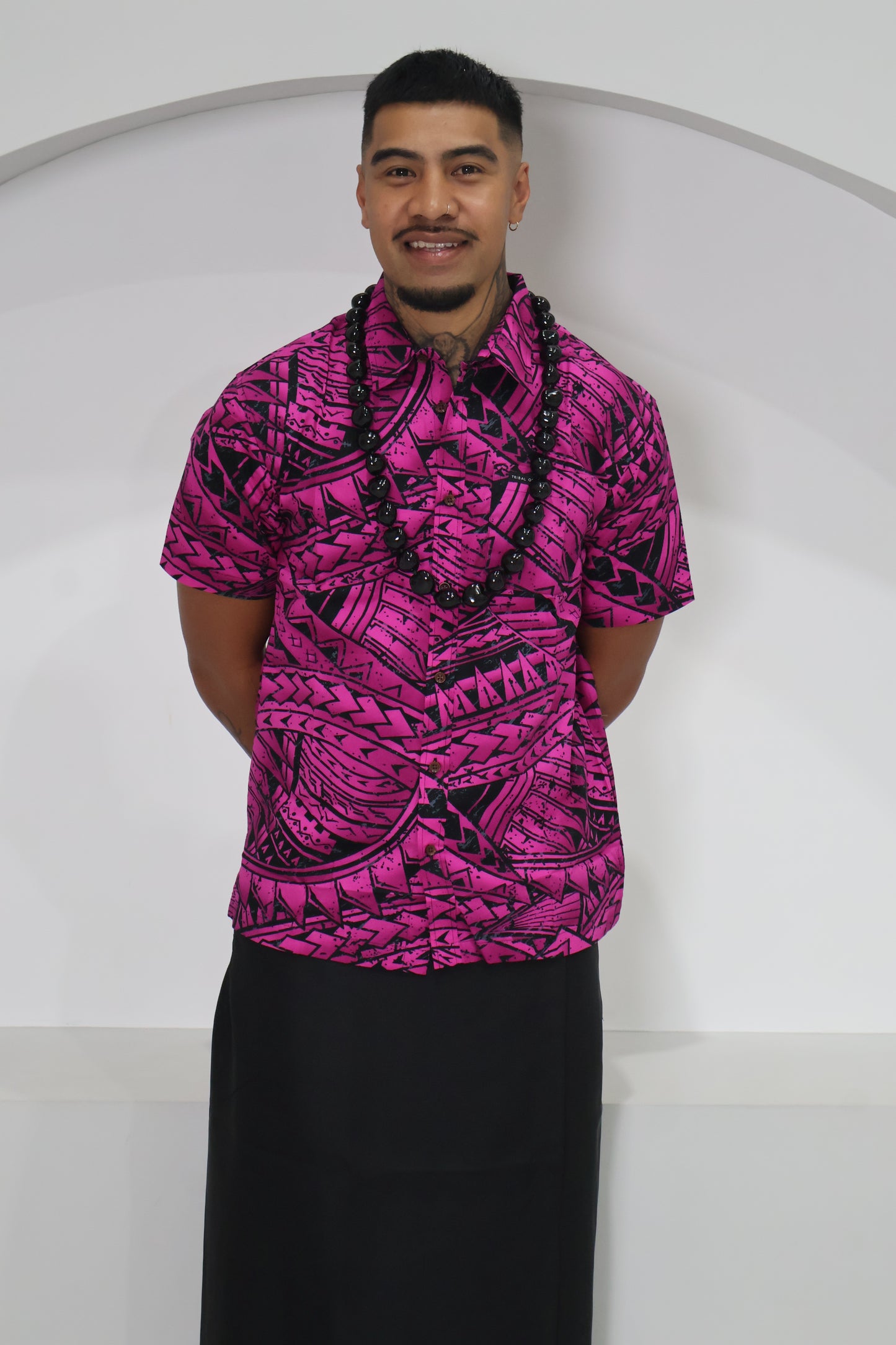 Tribal Origin Mens Bula Shirt- FB1869 (Pink & Black)