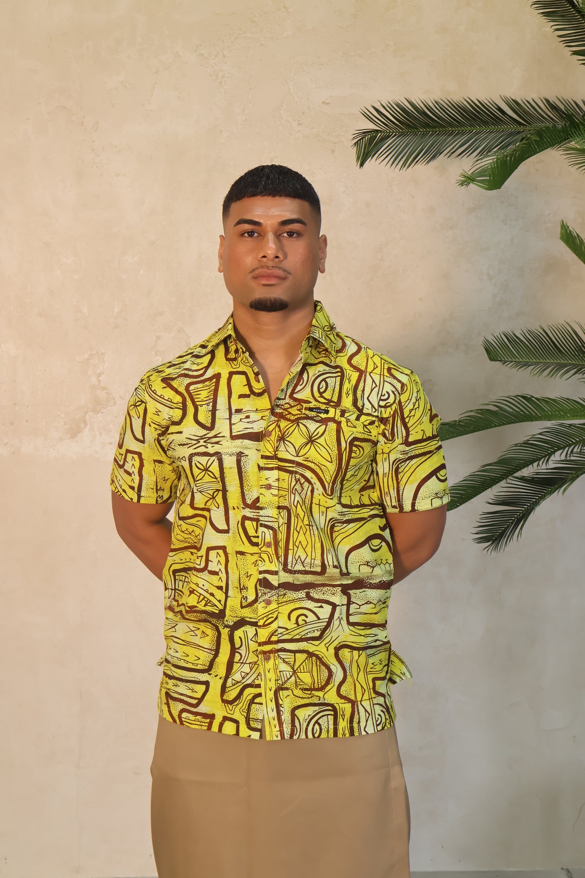 Akamu Mens Shirt in Yellow Farasiko Collection SS4747