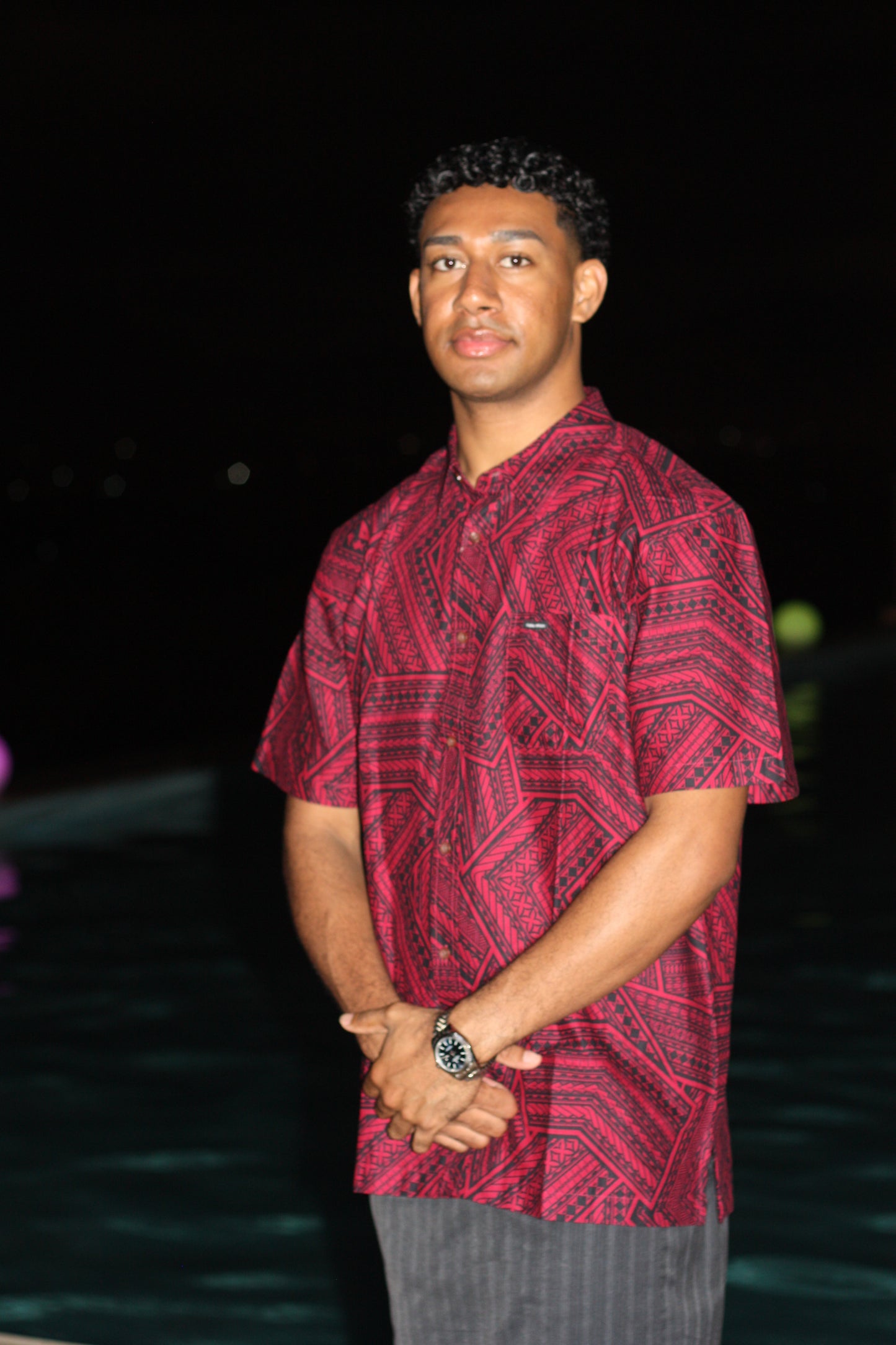 Tribal Origin Men's Elei Shirt - Maroon (New) FB1609