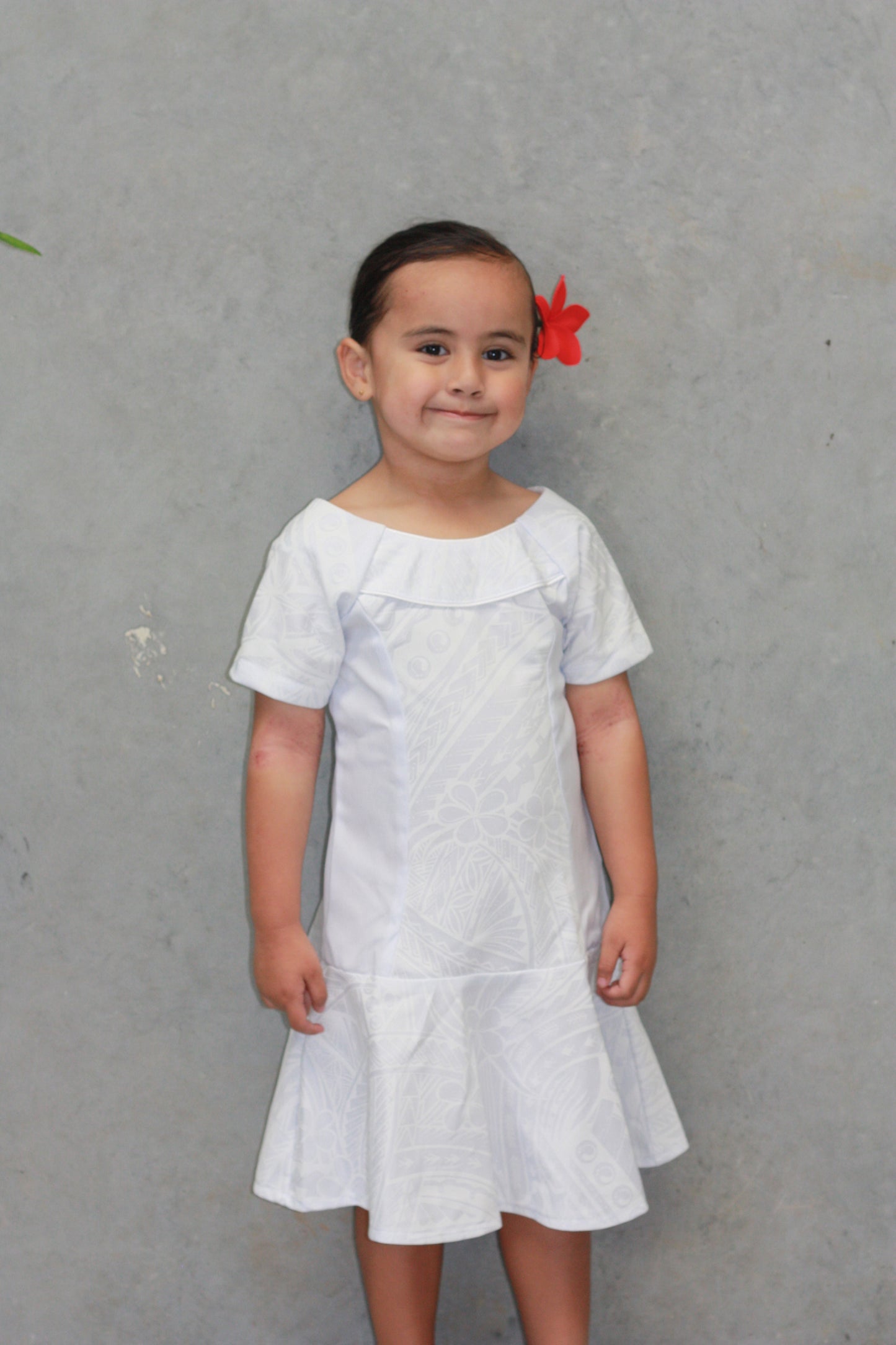 Polynesian Fashion Girls Dress White (Mermaid)