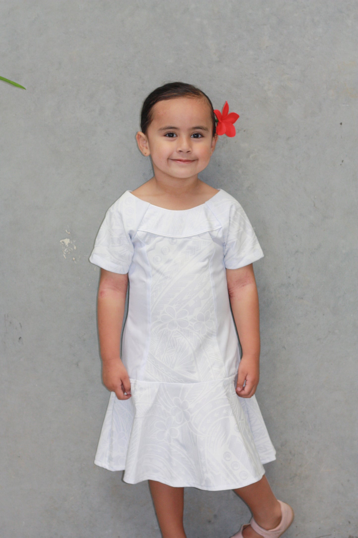 Polynesian Fashion Girls Dress White (Mermaid)