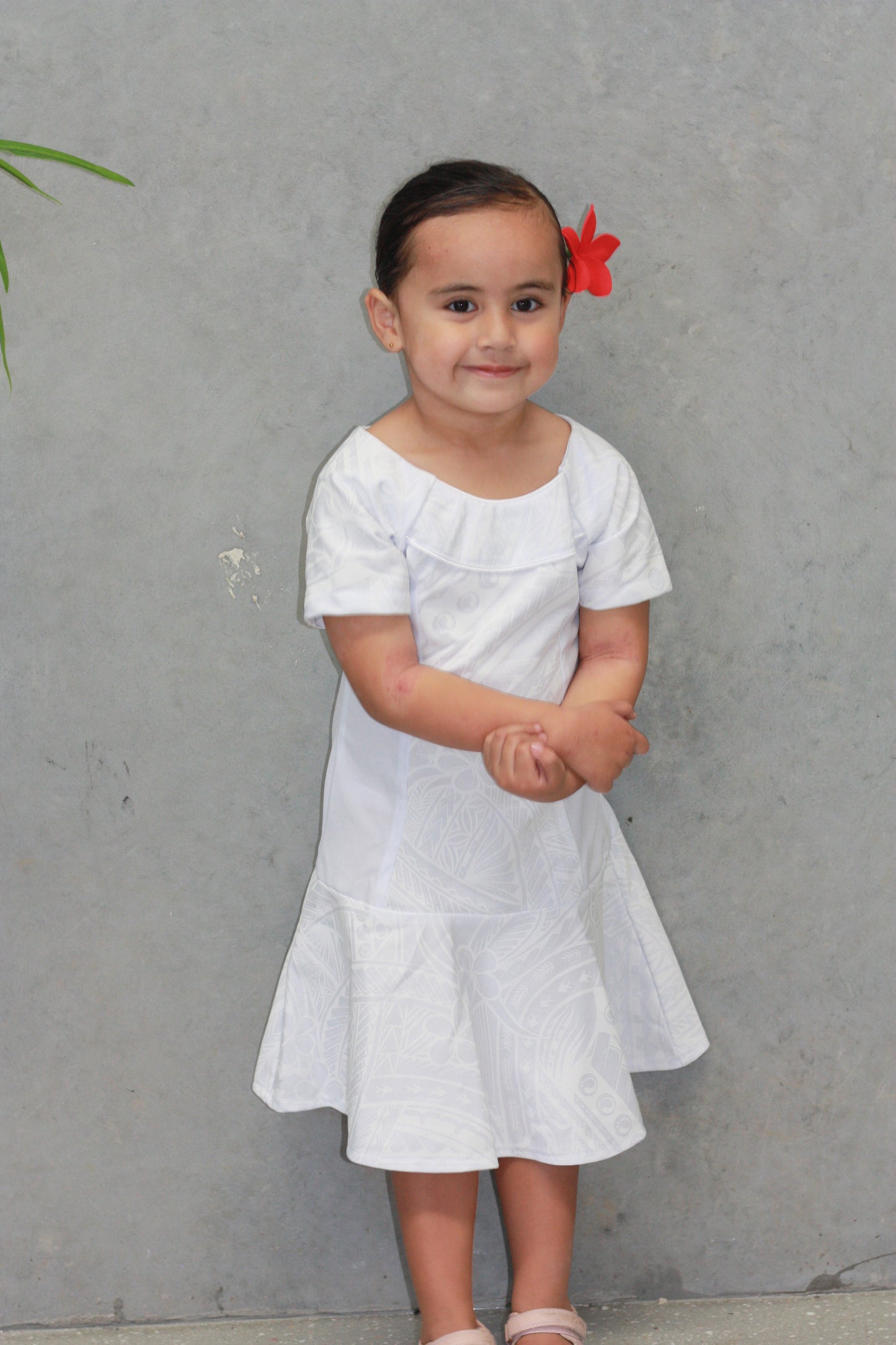Polynesian Fashion Girls Dress White (Mermaid)