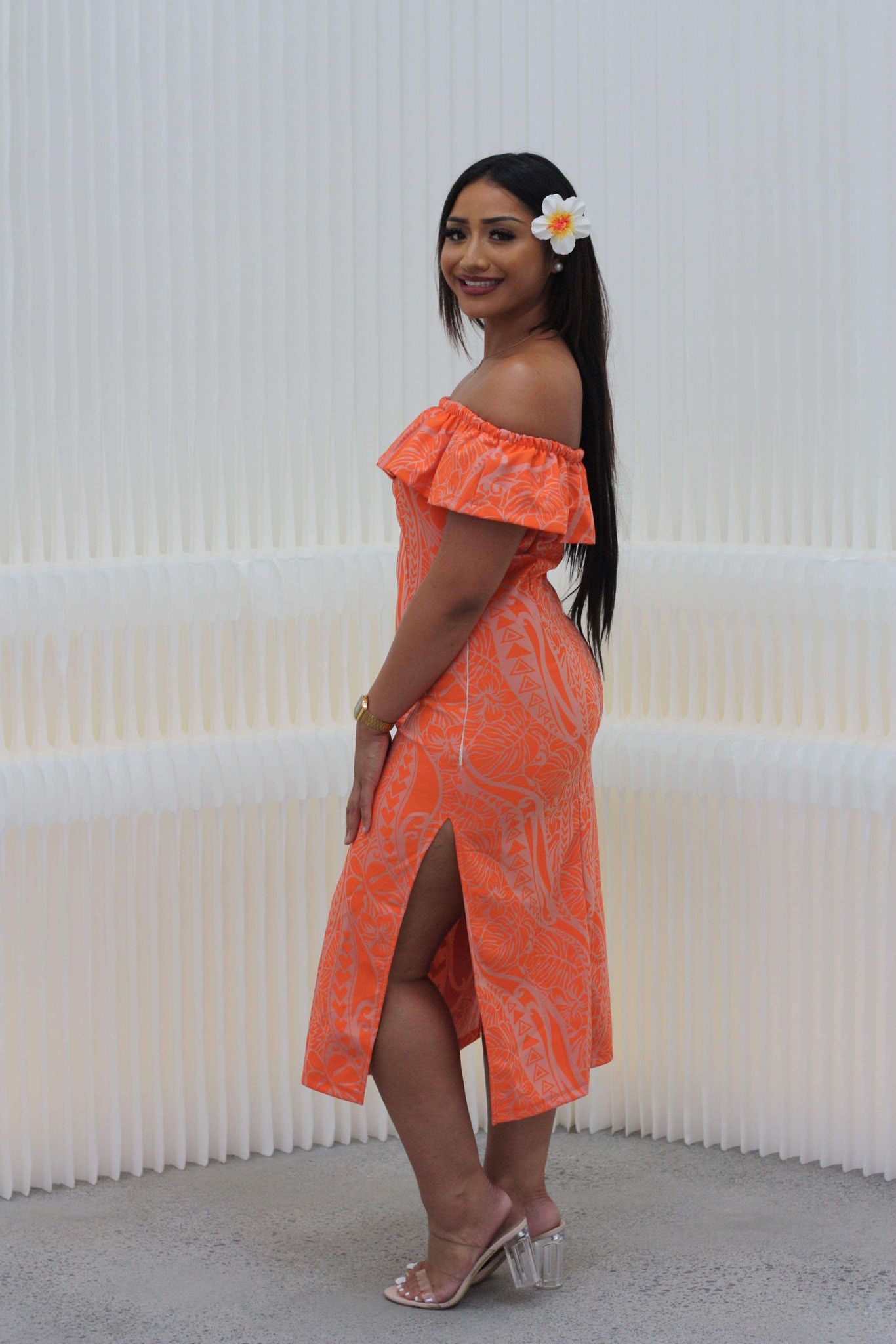 Tropical Mahina Island Dress (Peach) FB1760