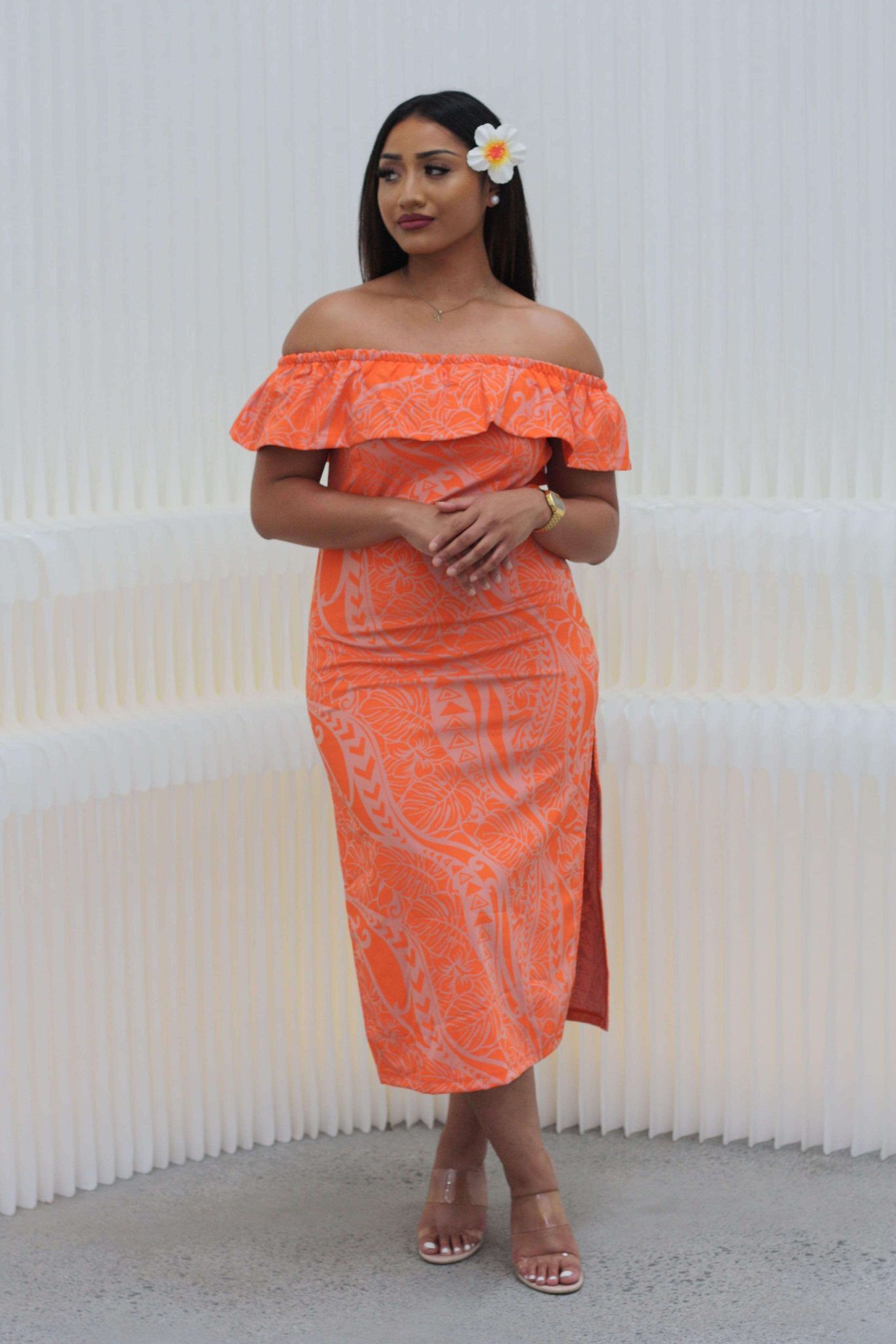 Tropical Mahina Island Dress (Peach) FB1760