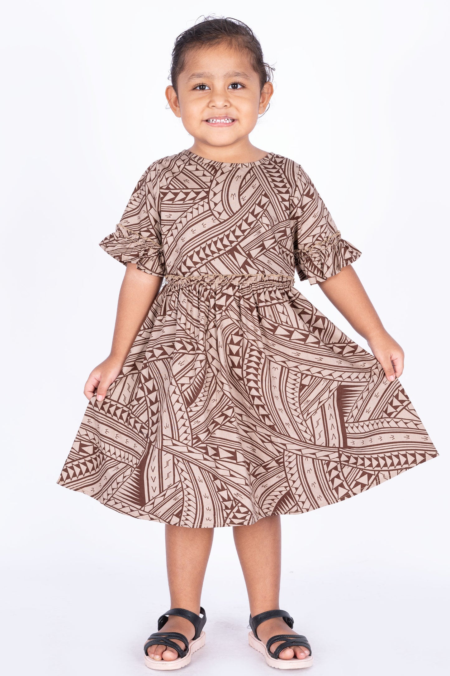 Tribal Origin Kalavata-Fulori Girls Fillipa Dress Brown