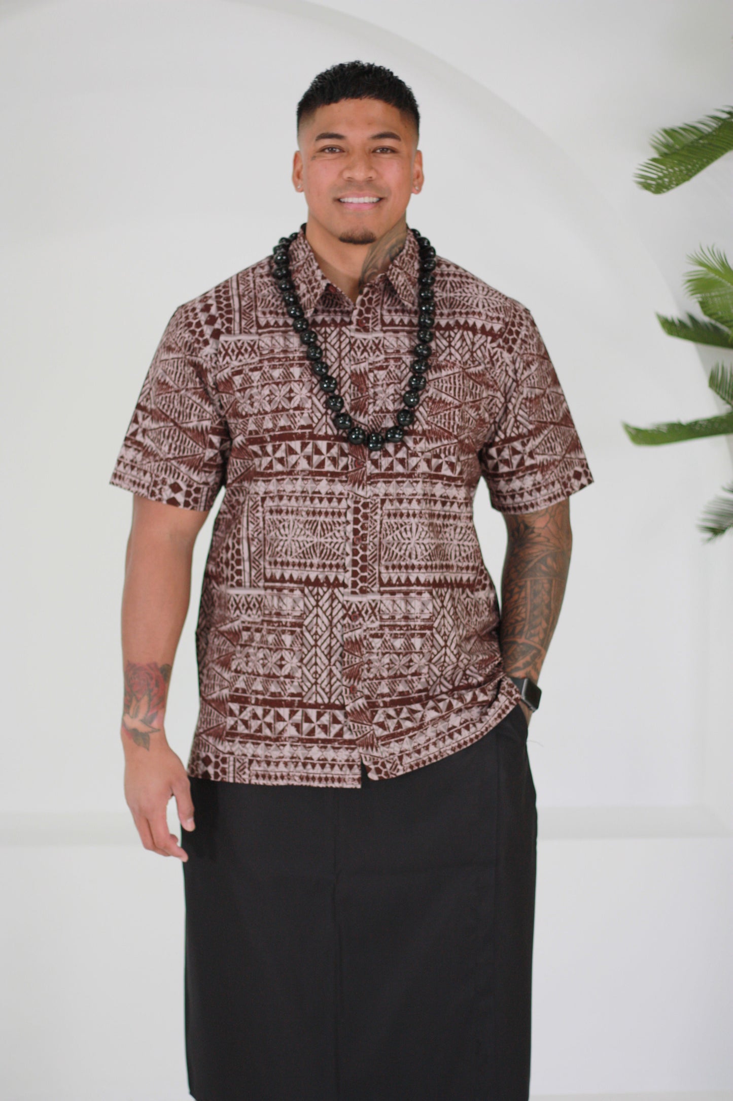 Tribal Origin Men's Elei Brown Shirt FB1804 (Chocolate Brown)