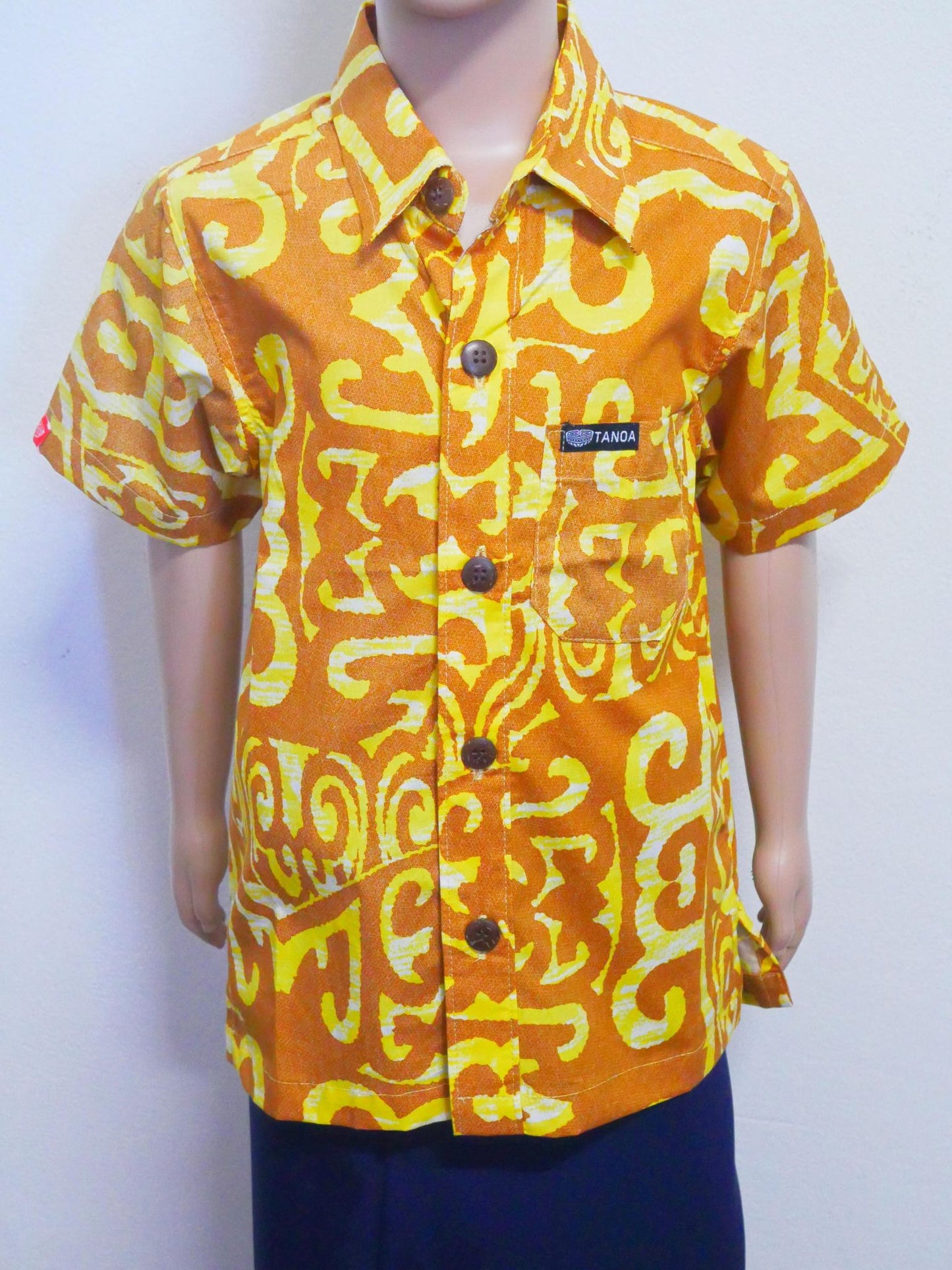 Tanoa Samoa Boy's Fanua Shirt (Gold) BSS004