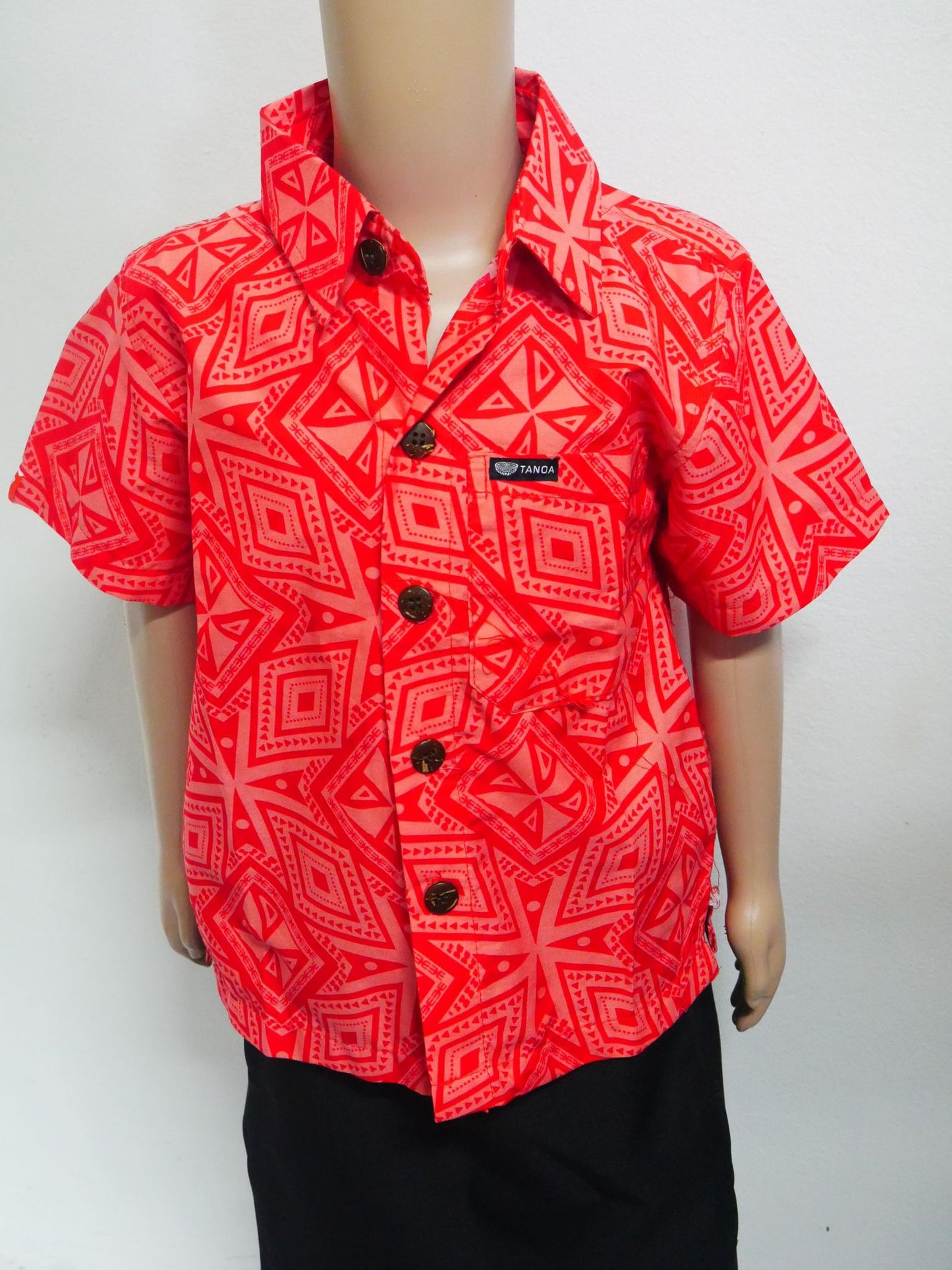 Tanoa Samoa Boy's Red Shirt (Ruby Red)
