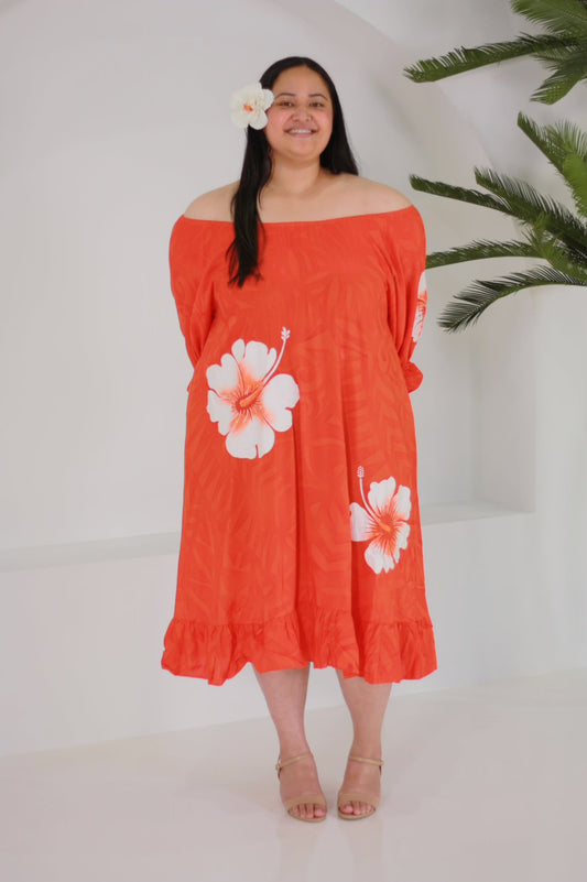 Cece's Laina Aute Dress in Orange (Plus)