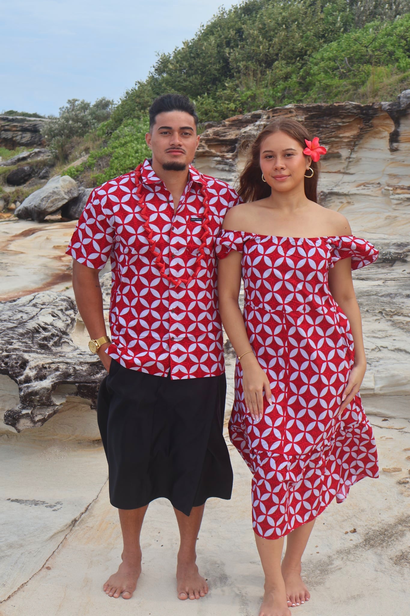 Tribal Origin Mens Bula Shirt FB1873 (Gray/Burgundy)