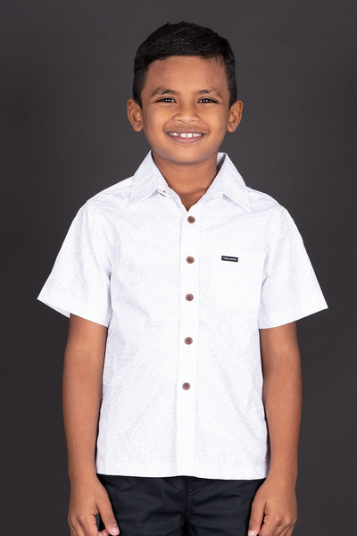 Tribal Origin Kalavata-Ana Boys Elei Shirt White