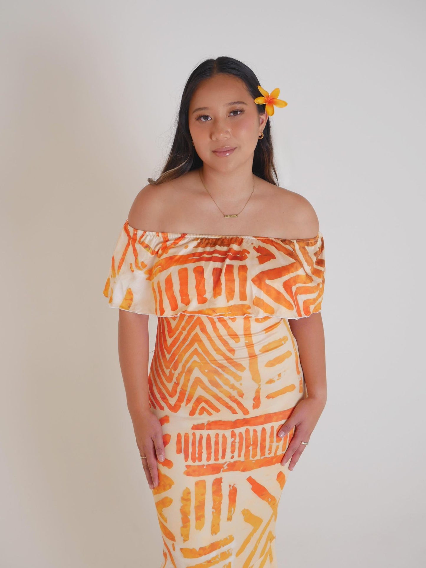 Iupeli Collection - Women's Orange Ana Elei Dress