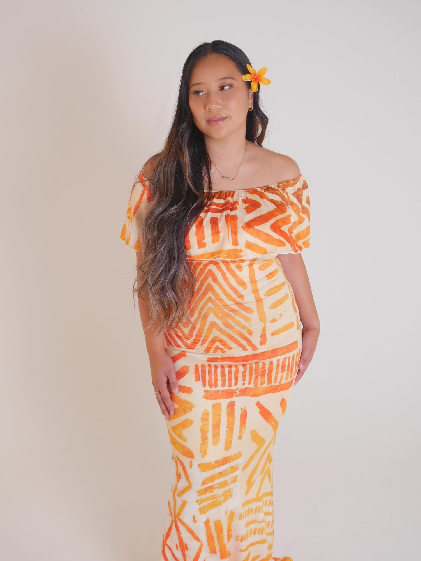Iupeli Collection - Women's Orange Ana Elei Dress