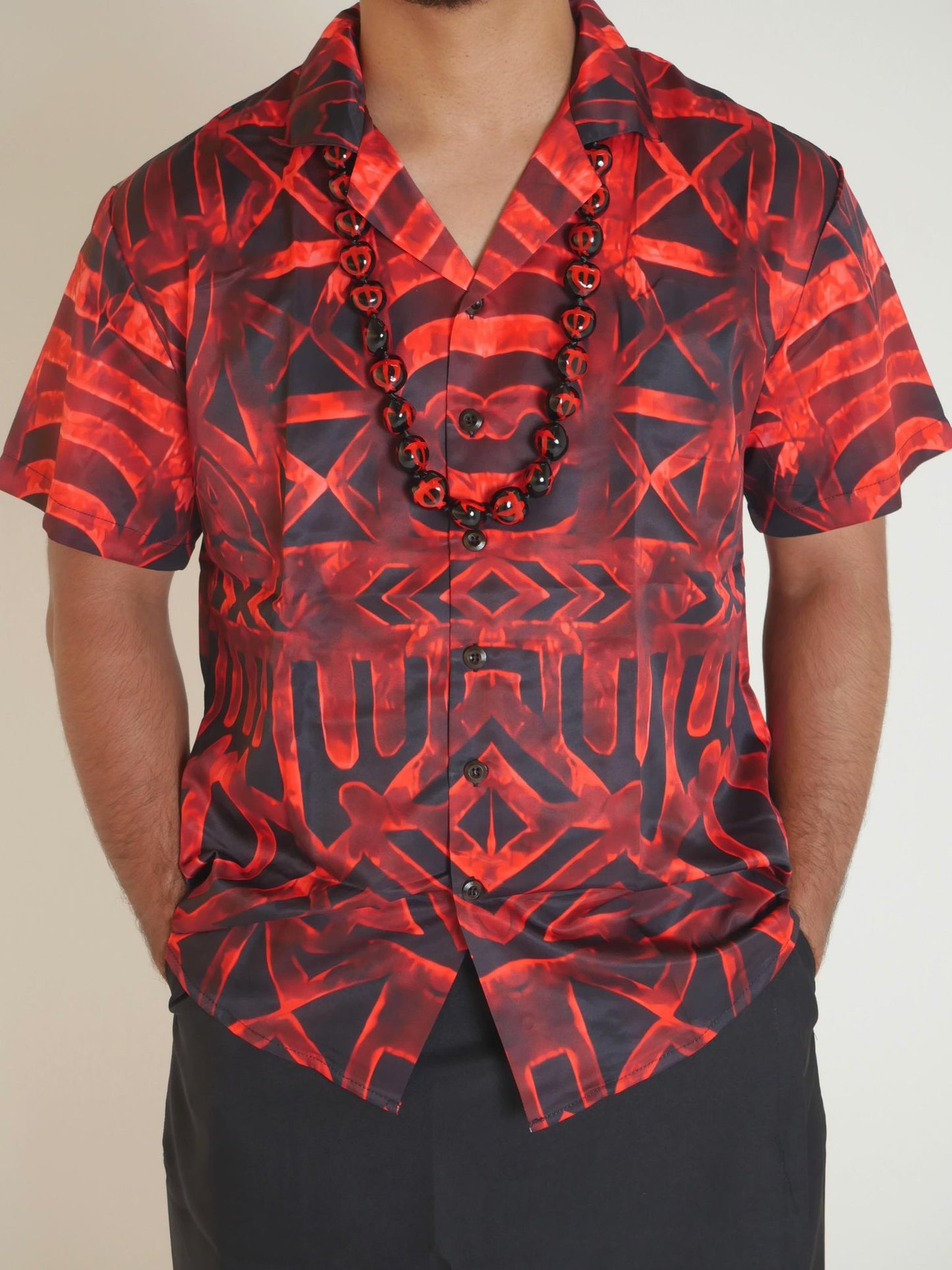 Iupeli Collection - Mens Red Summer Elei Shirt
