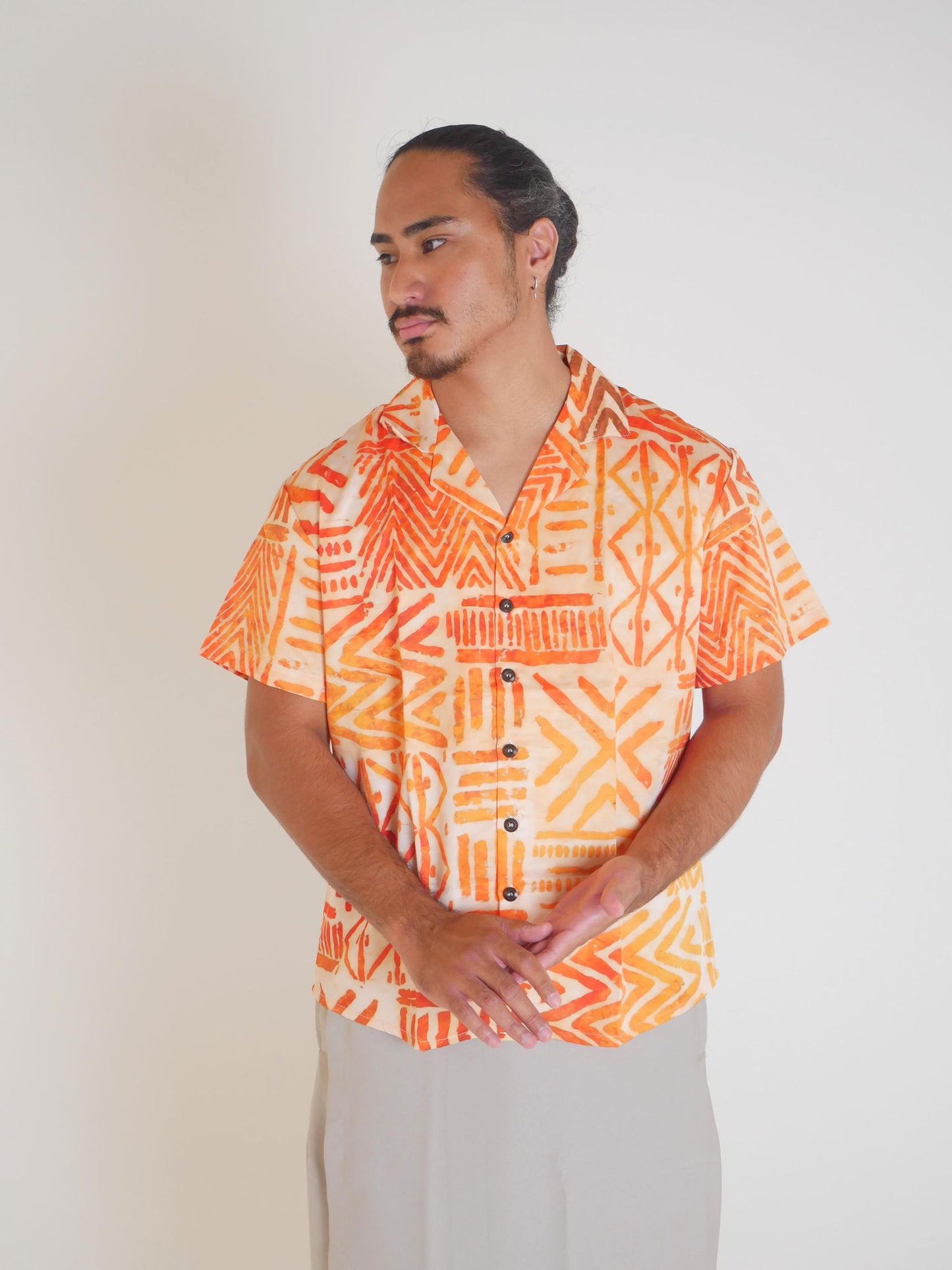 Iupeli Collection - Men's Orange Summer Elei Shirt