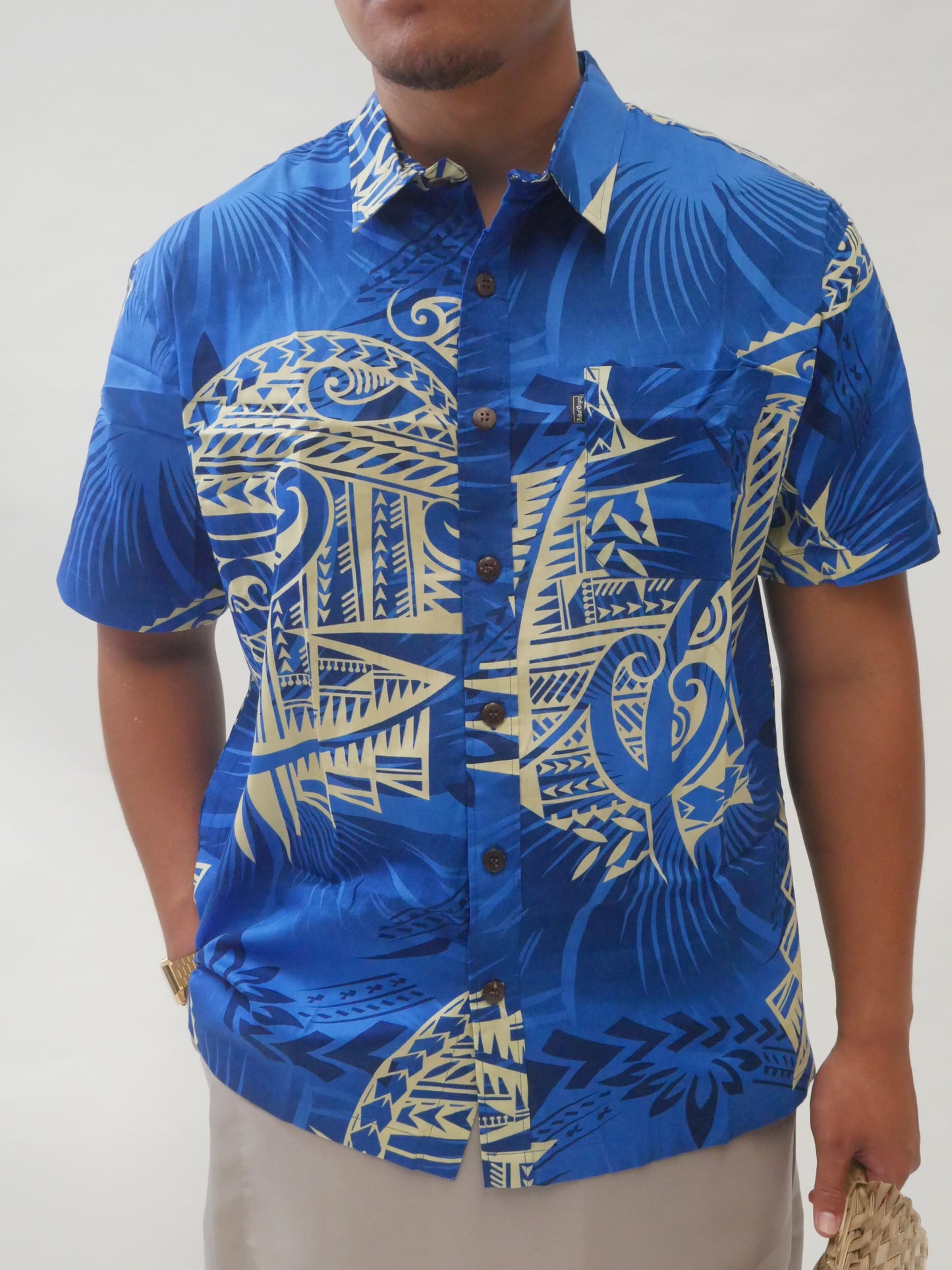 Tribal Origin Men's Bula Shirt FB1413 ( Blue ) SS3201