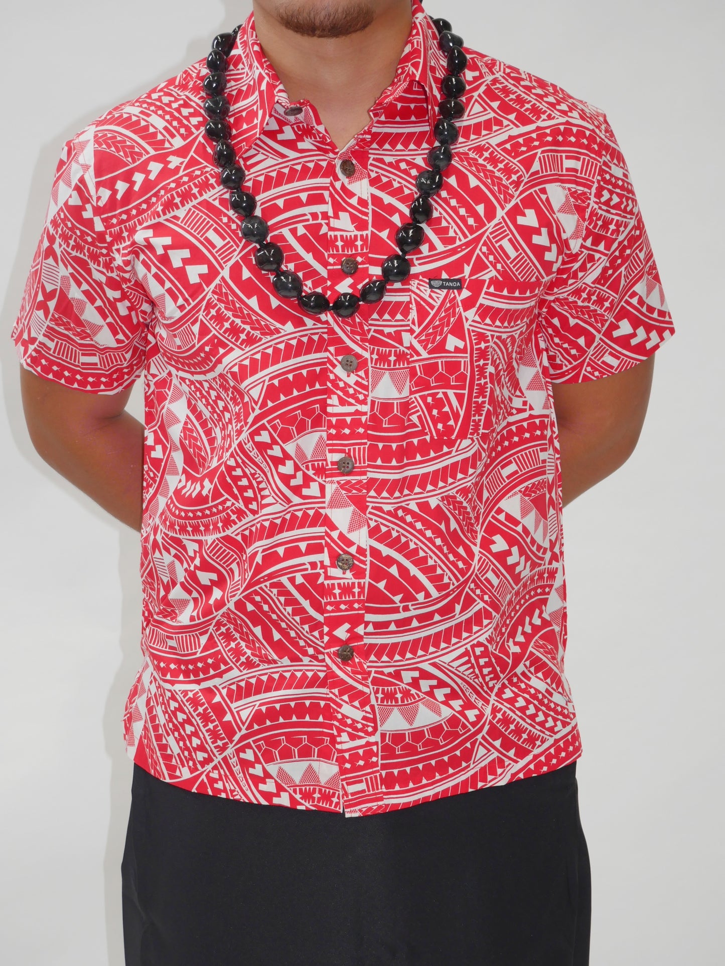 Tanoa Samoa Men's Shirt SS2802-TS New ( Red & White )