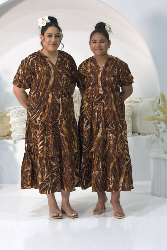 Akamu Delilah Dress Ovini in Brown (LD4613)