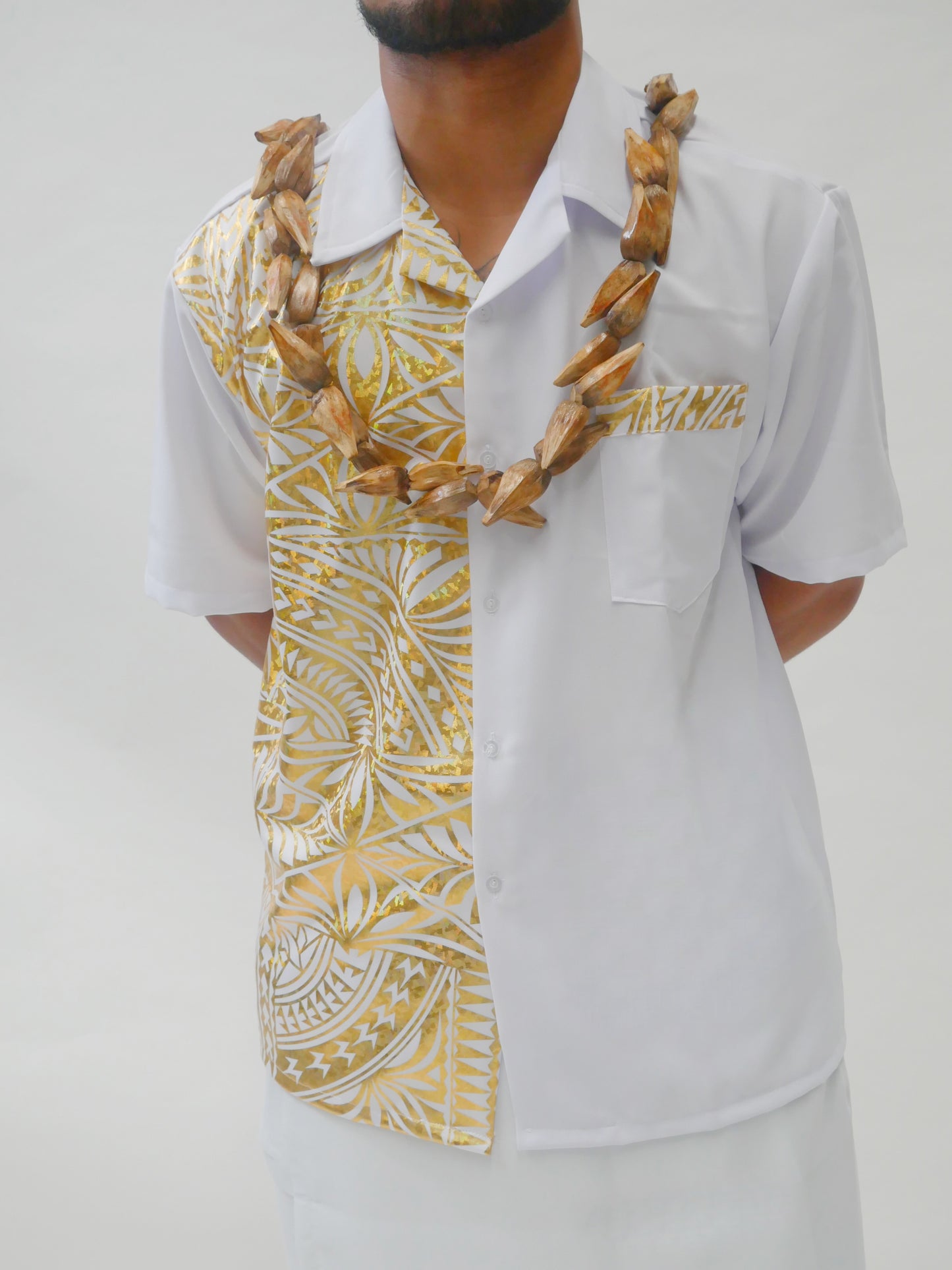 Polynesian Fashion Men's Gold Short Sleeve Shirt ( New )