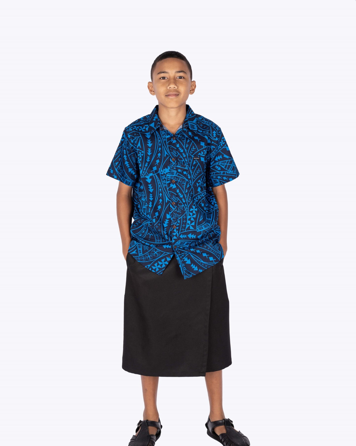Kalavata Alofa Boy's Shirt ( Navy )