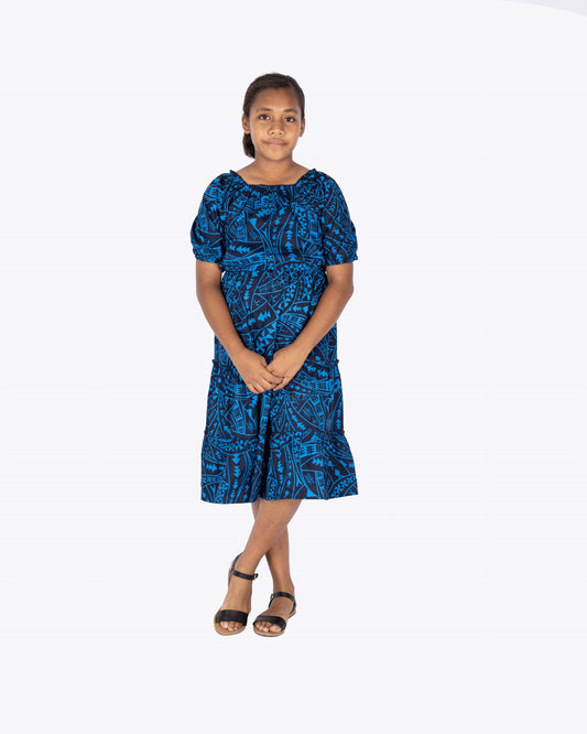 Kalavata Alofa Girl's Dress ( Navy )