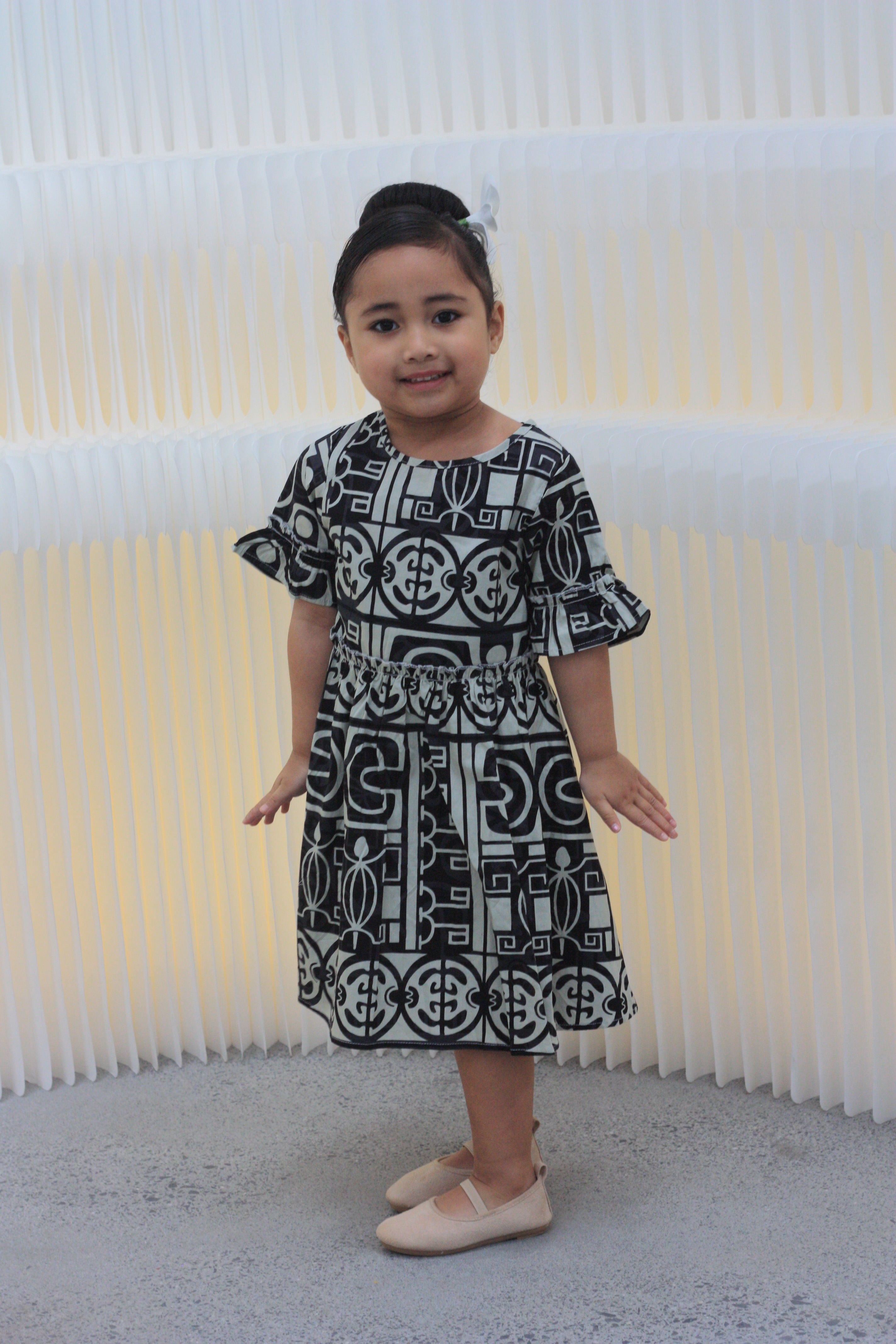 Kalavata Rivi Girls Dress ( Black & Beige ) – Pacific Way Gift Shop