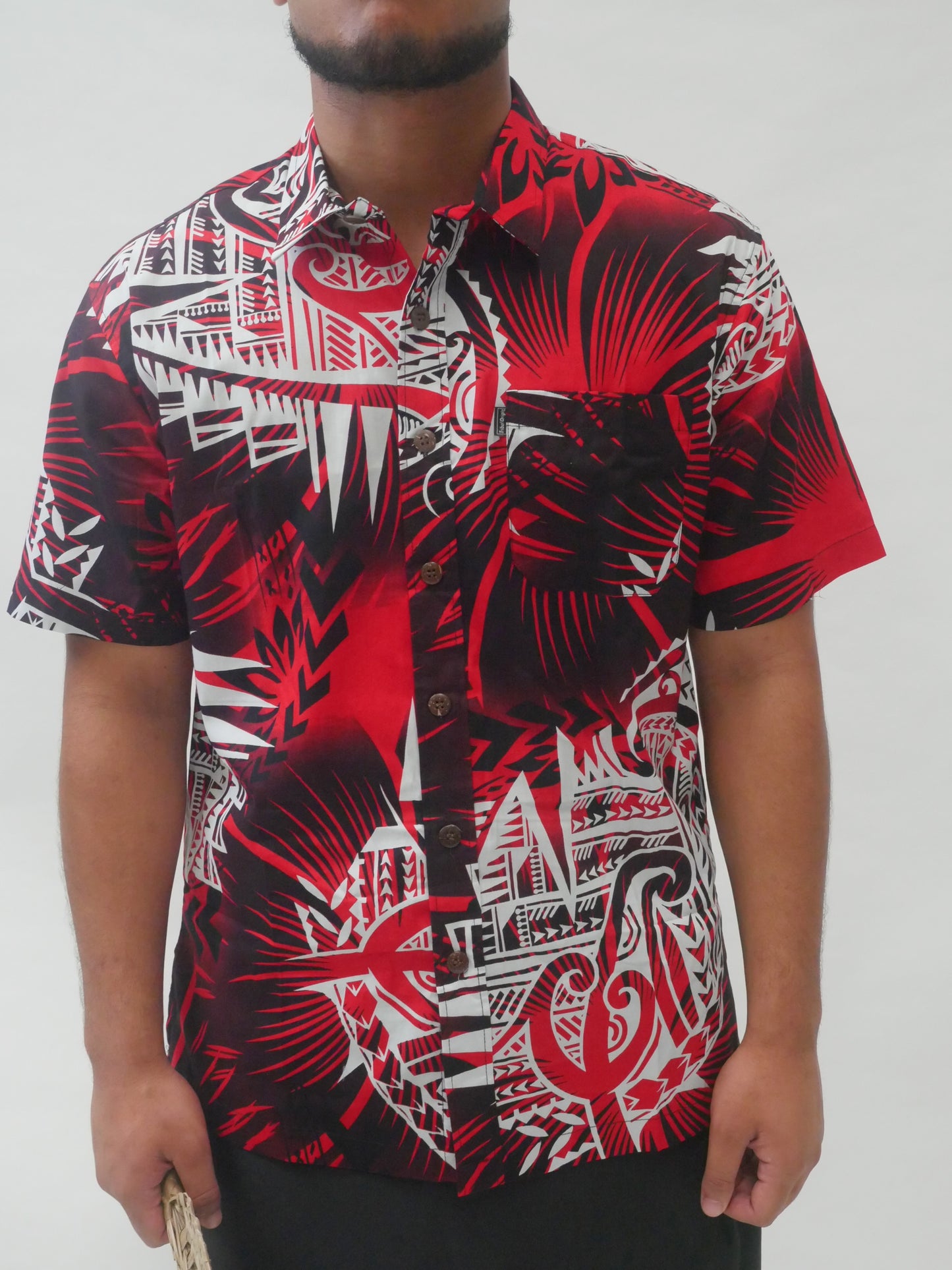 Tribal Origin Men's Bula Shirt FB1413 ( Red ) SS3201